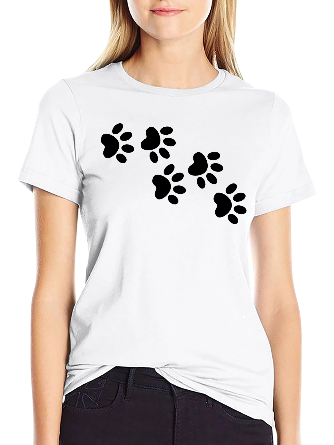 Paw Print Black T-Shirt - Casual & Trendy