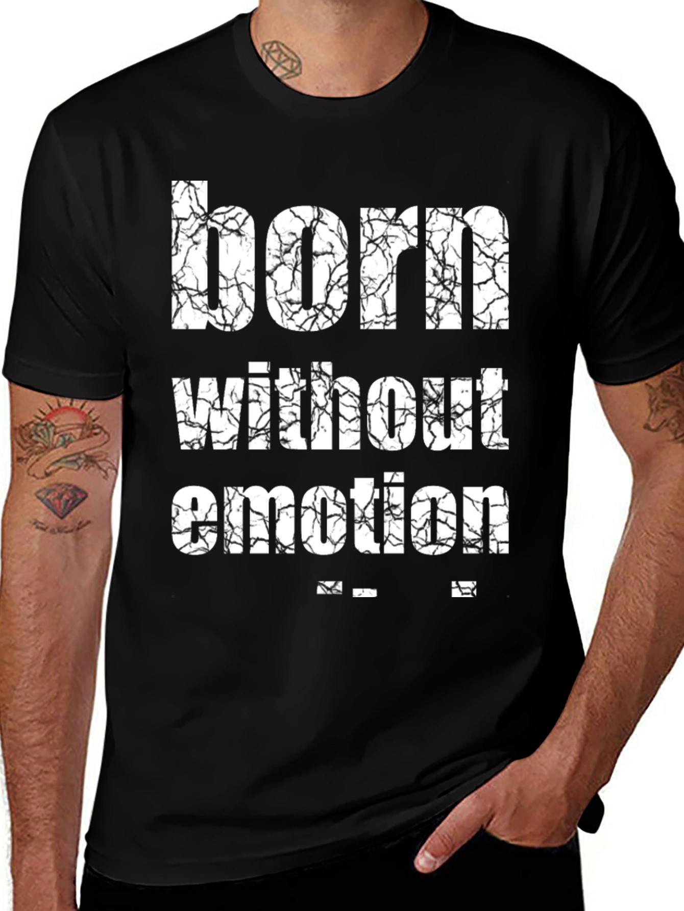 Born Without Emotion Graphic Tee - Black