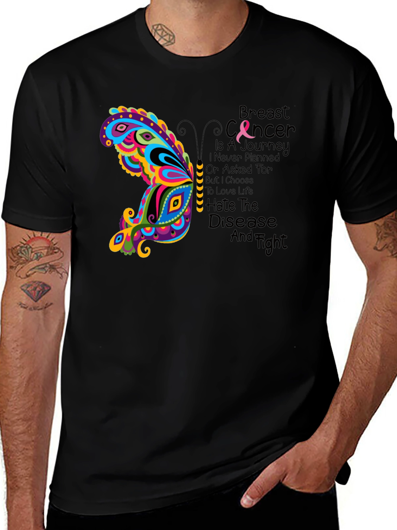 Breast Cancer Awareness Butterfly Graphic Tee
