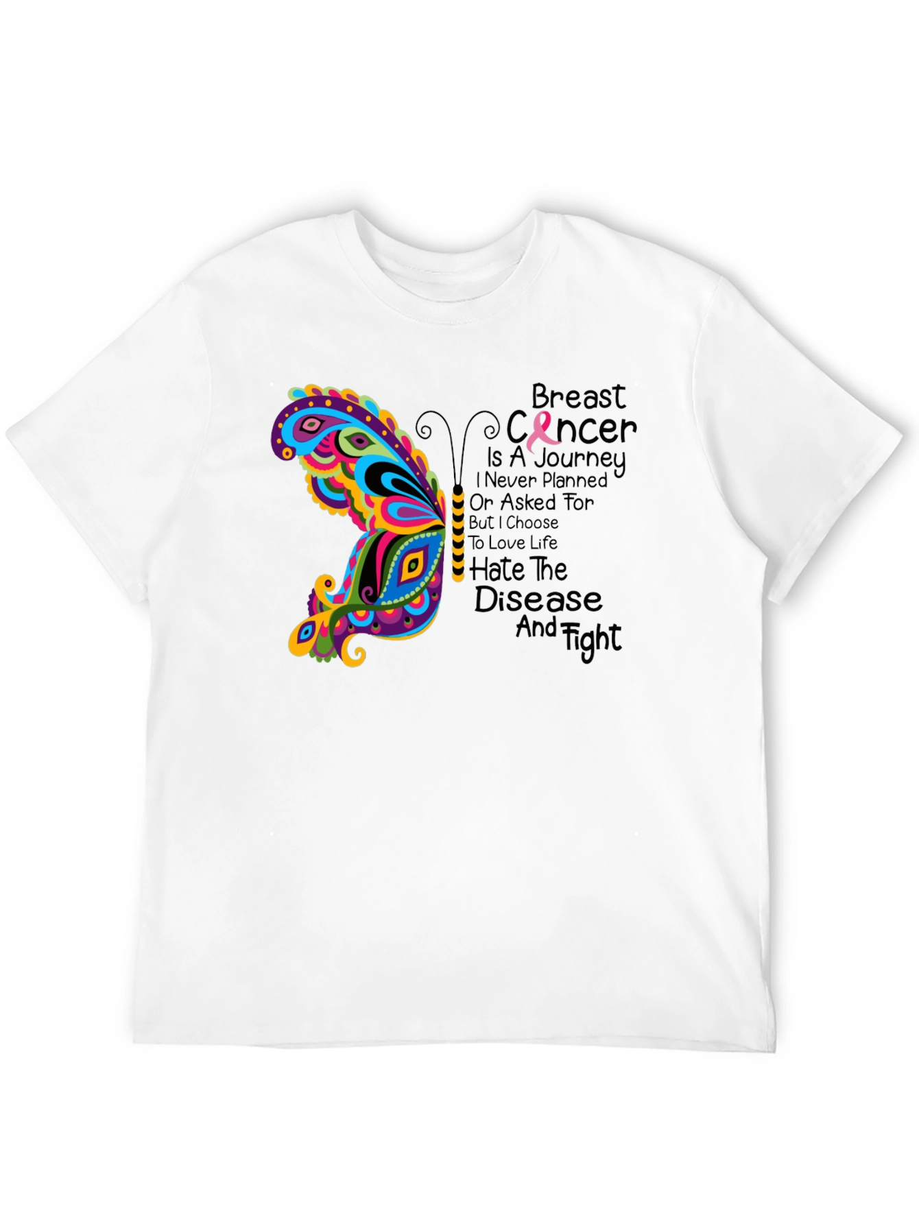 Breast Cancer Awareness Butterfly Graphic Tee