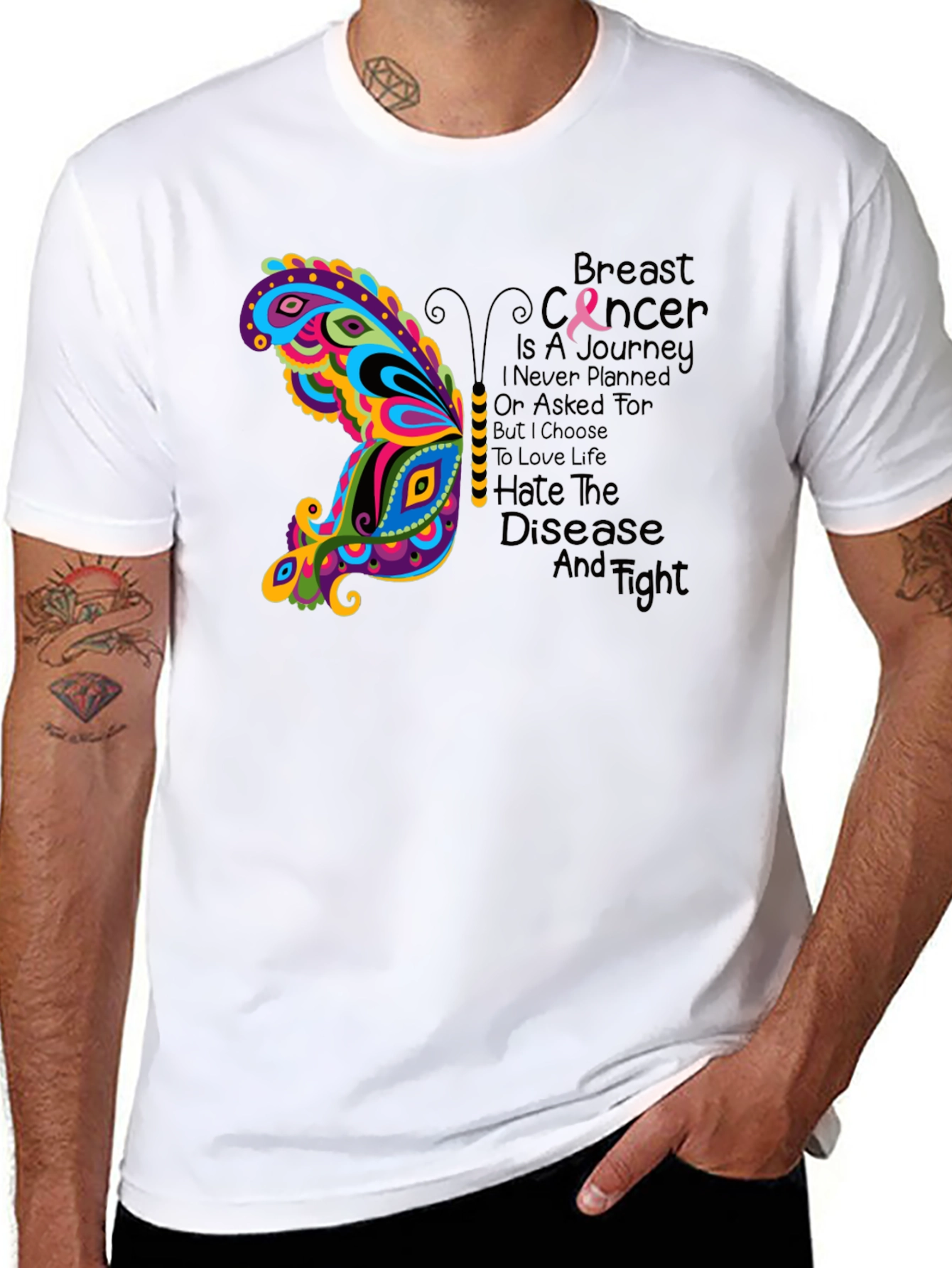 Breast Cancer Awareness Butterfly Graphic Tee