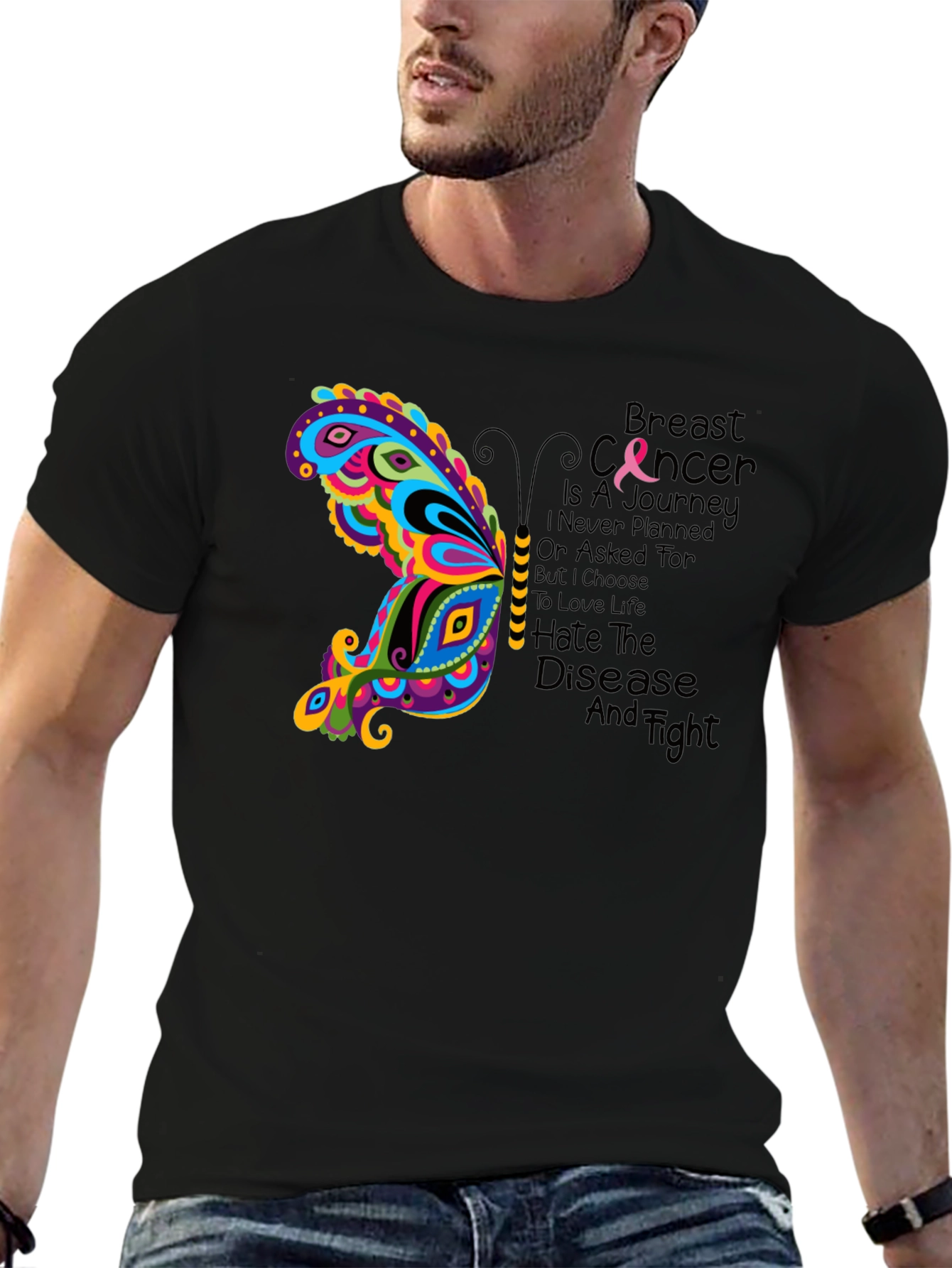 Breast Cancer Awareness Butterfly Graphic Tee
