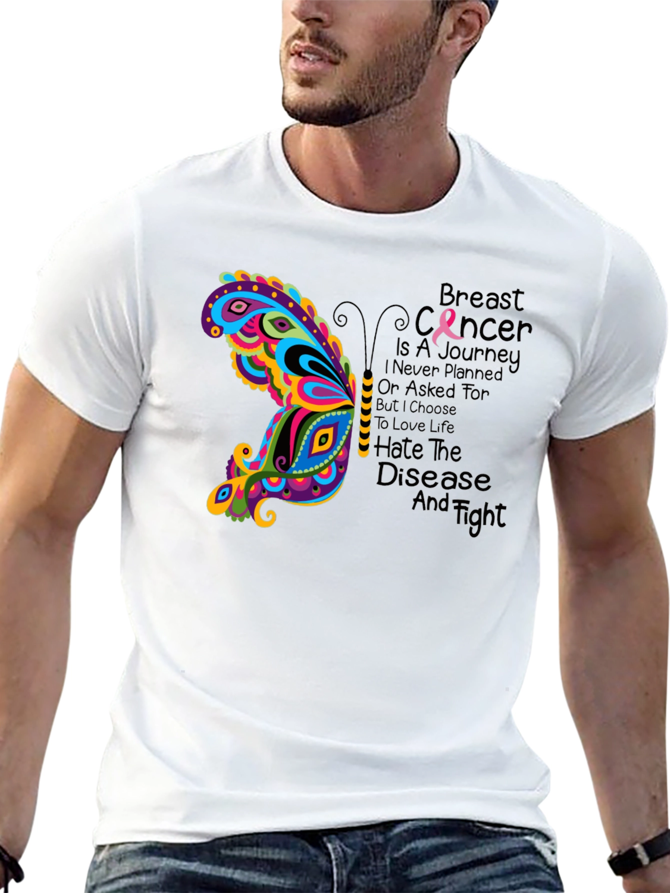 Breast Cancer Awareness Butterfly Graphic Tee