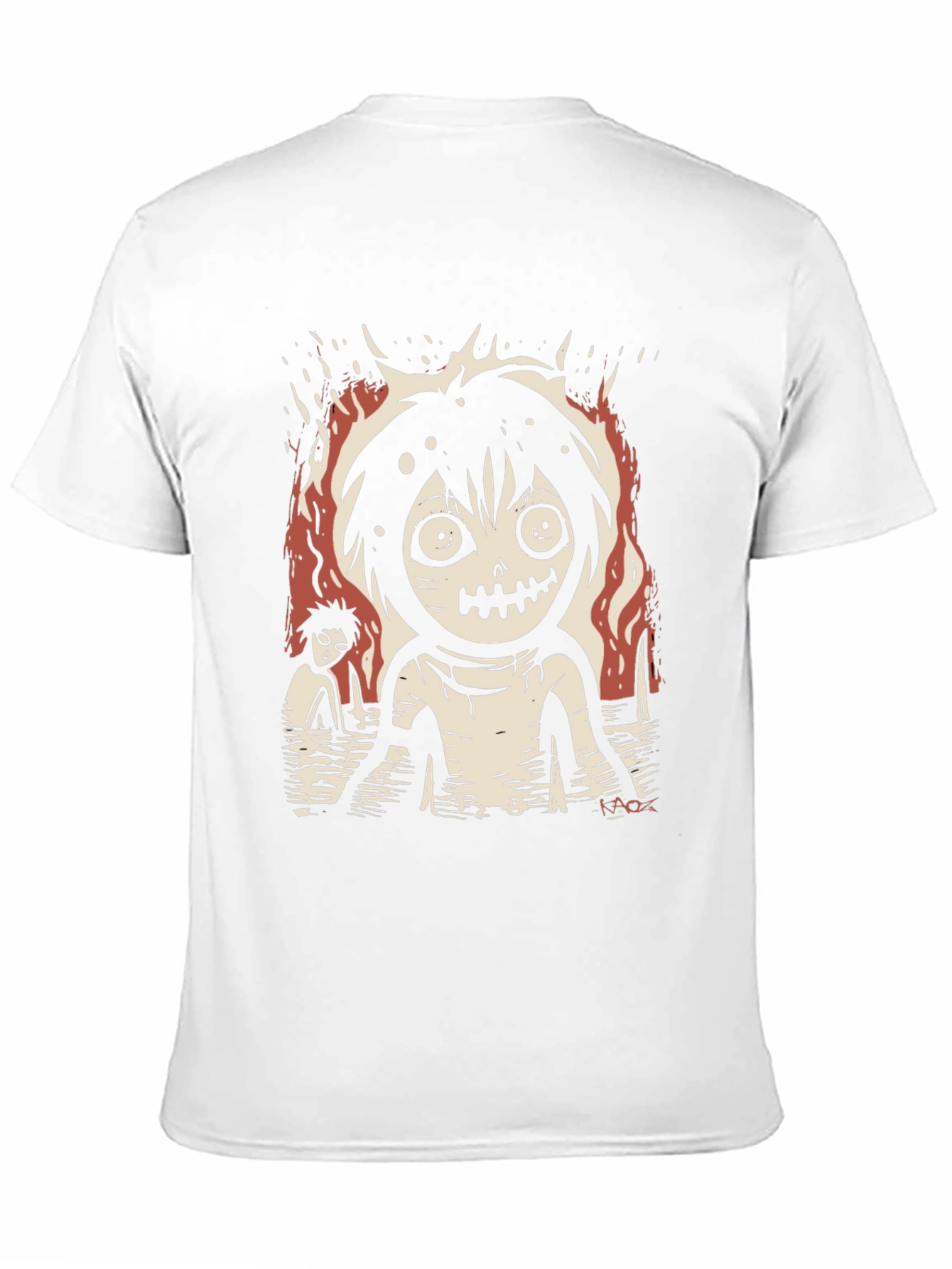 Cartoon Zombie Graphic Tee - Black Cotton