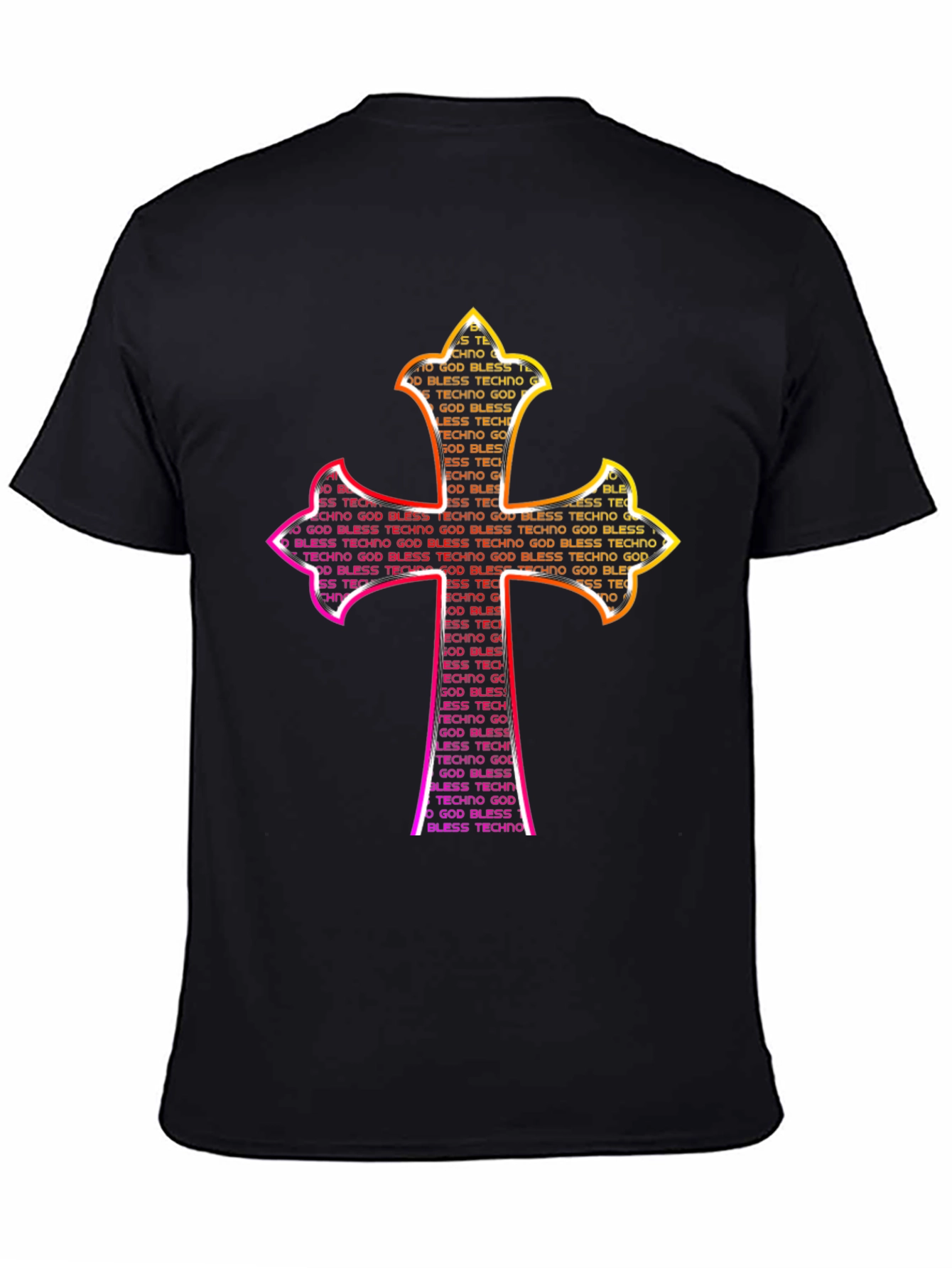 God Bless Techno Cross Graphic T-Shirt