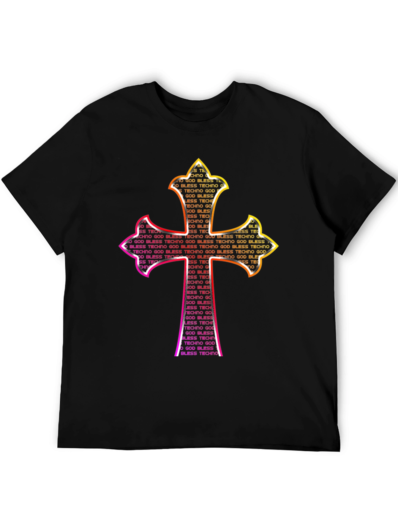 God Bless Techno Cross Graphic T-Shirt
