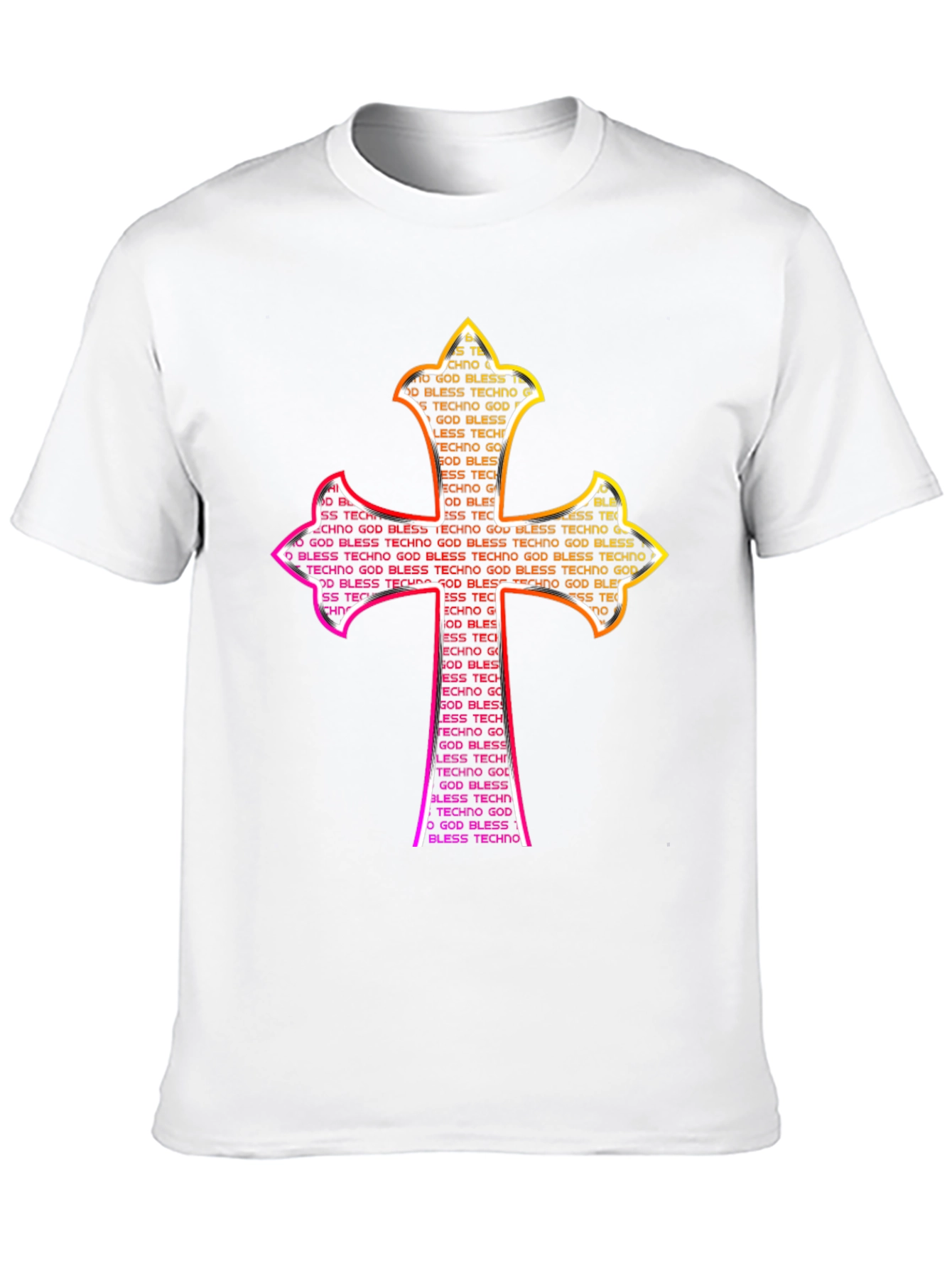 God Bless Techno Cross Graphic T-Shirt