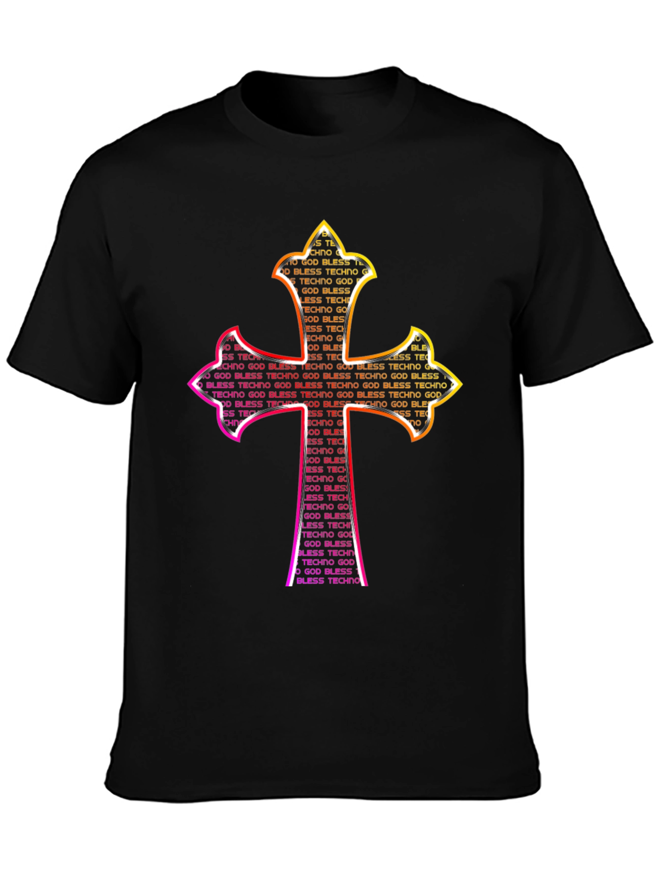 God Bless Techno Cross Graphic T-Shirt