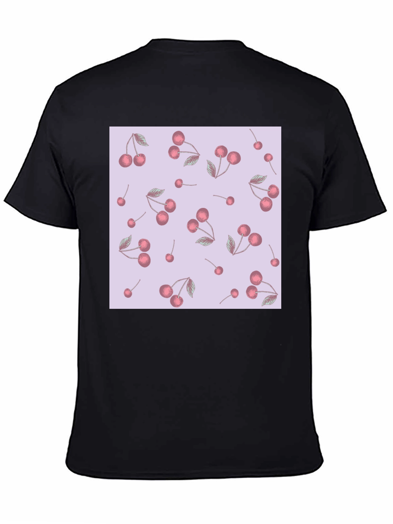 Cherry Pattern Black T-Shirt