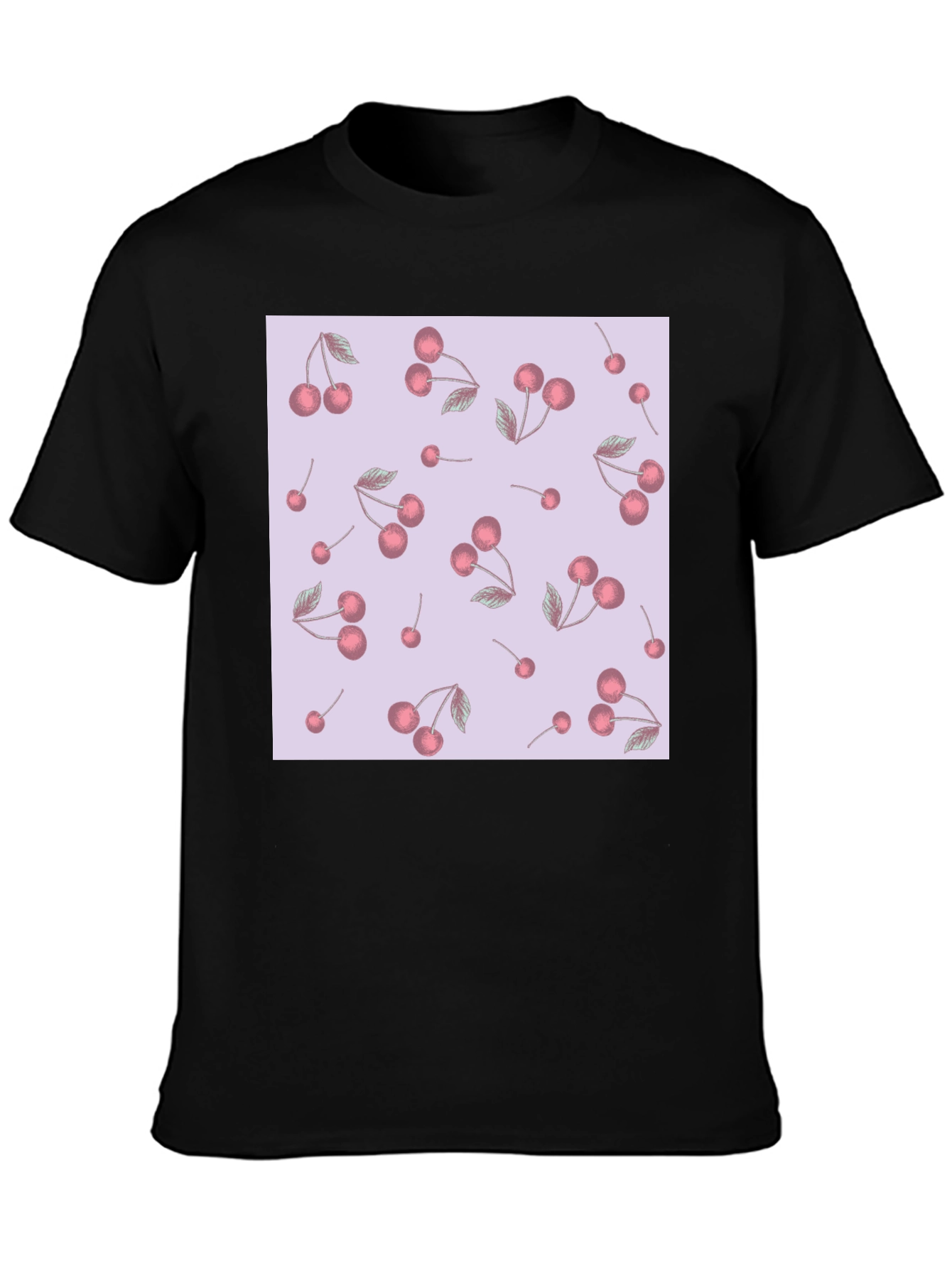 Cherry Pattern Black T-Shirt