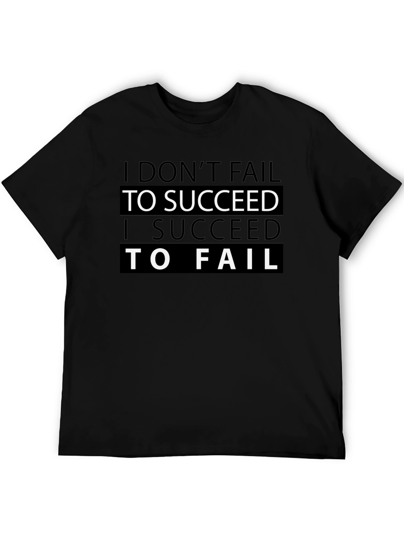 Motivational Black T-Shirt - Success & Failure Design