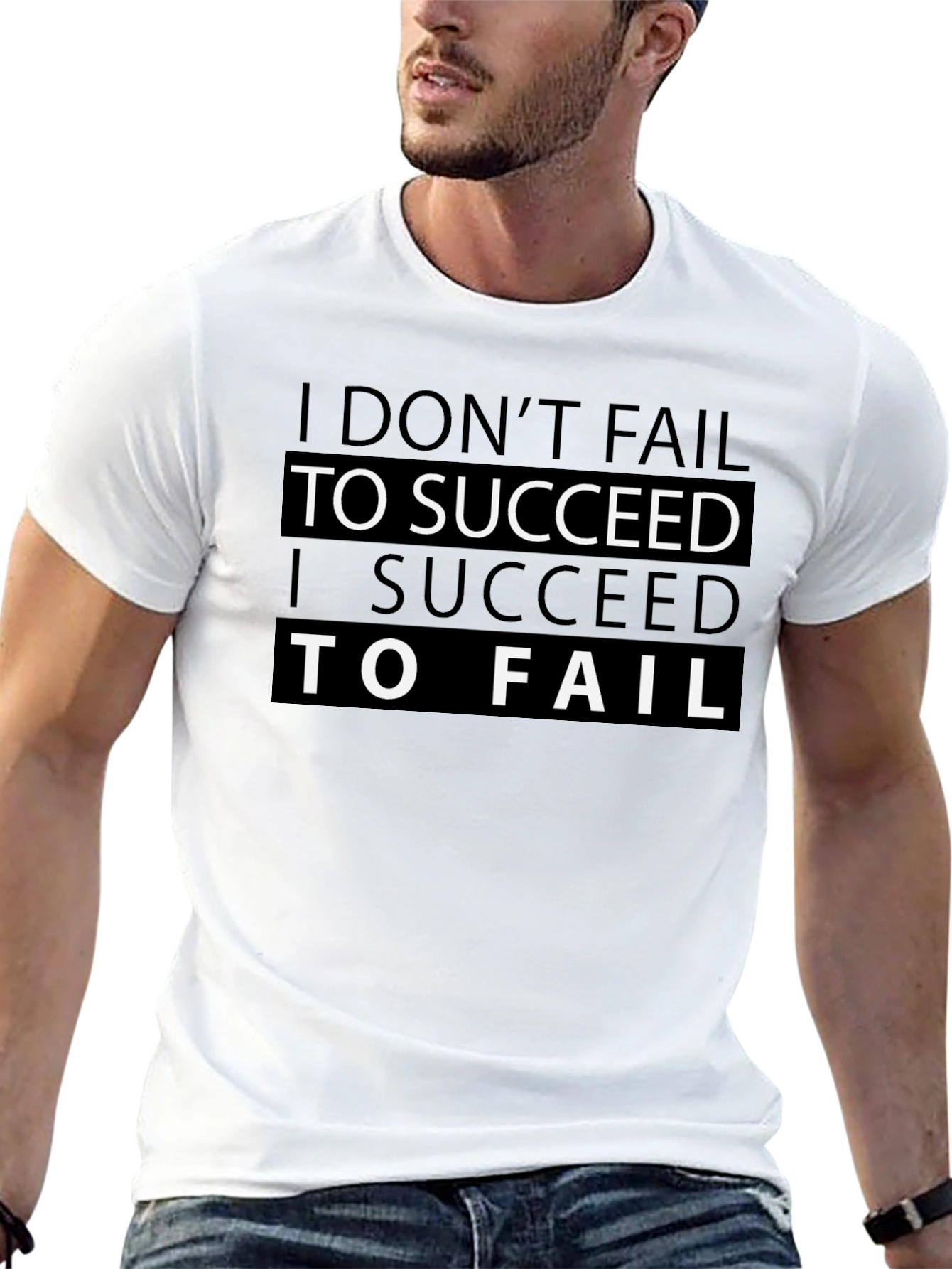 Motivational Black T-Shirt - Success & Failure Design