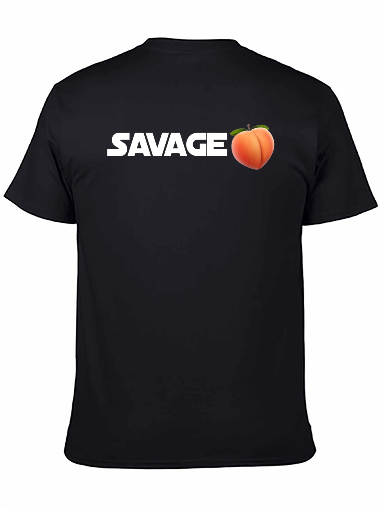 Savage Peach Graphic Tee - Black Cotton Casual T-Shirt