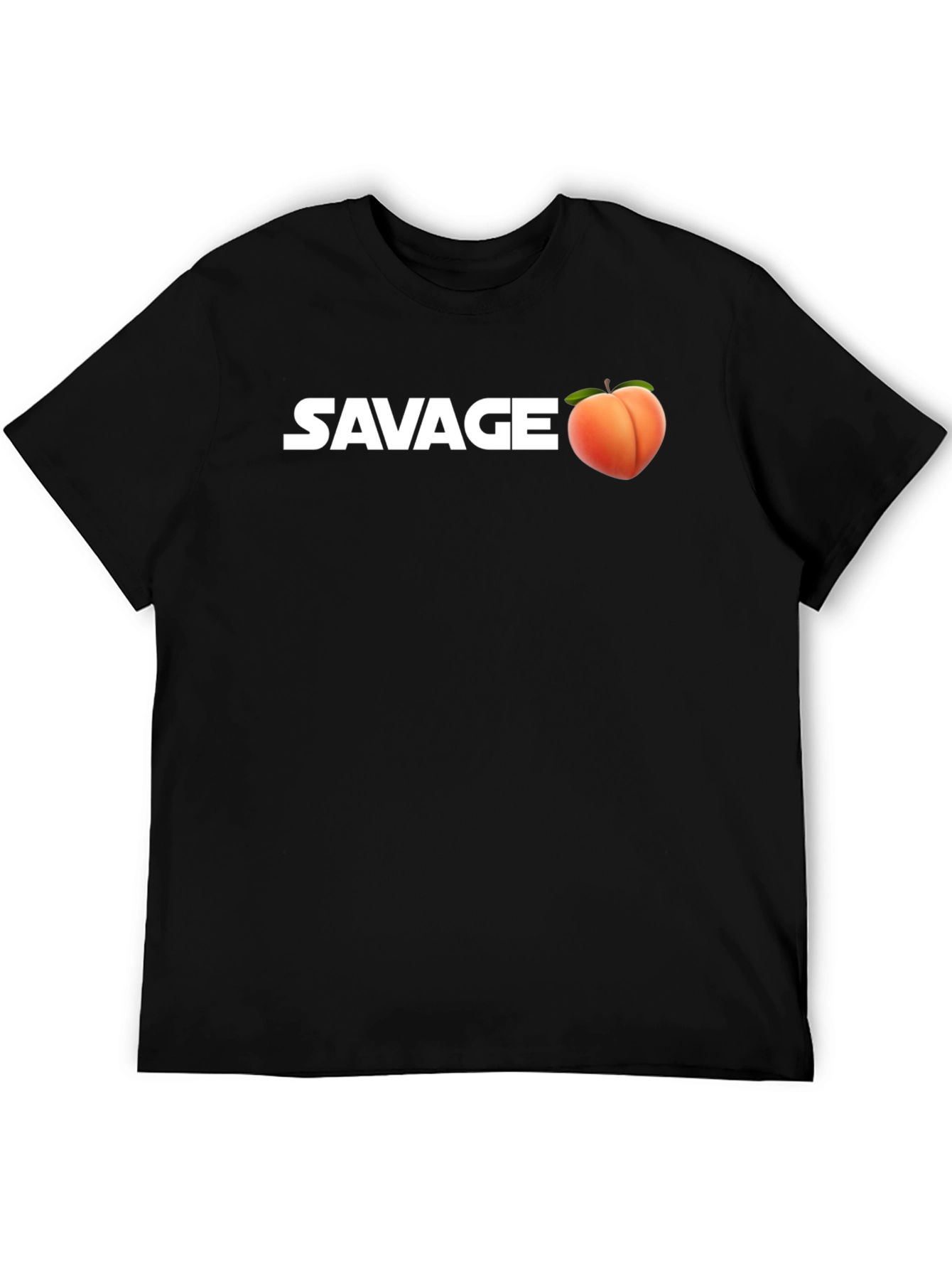 Savage Peach Graphic Tee - Black Cotton Casual T-Shirt
