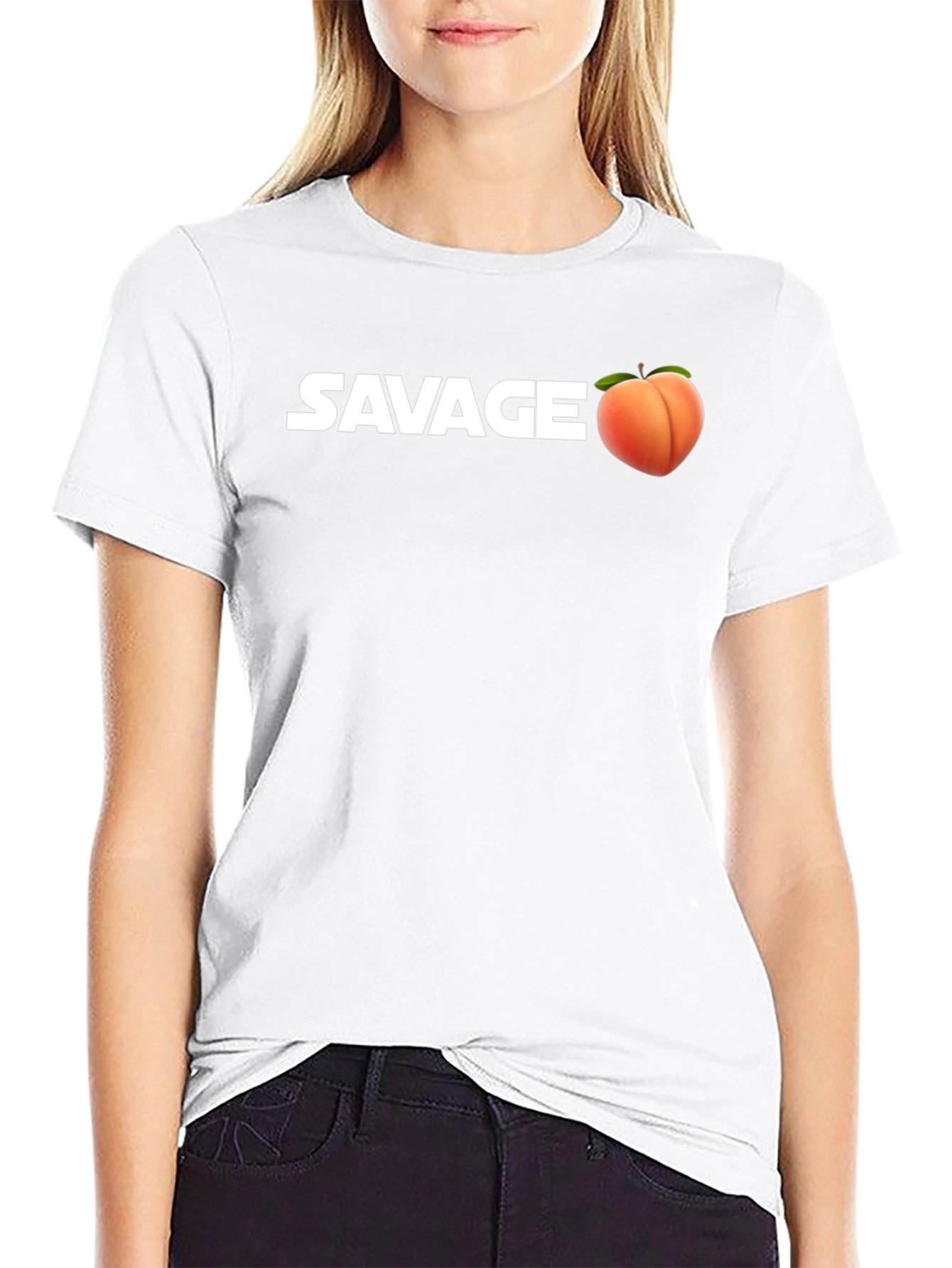 Savage Peach Graphic Tee - Black Cotton Casual T-Shirt