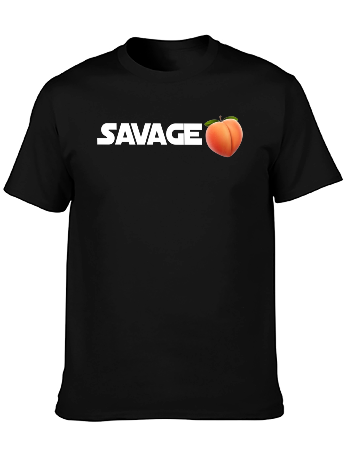 Savage Peach Graphic Tee - Black Cotton Casual T-Shirt