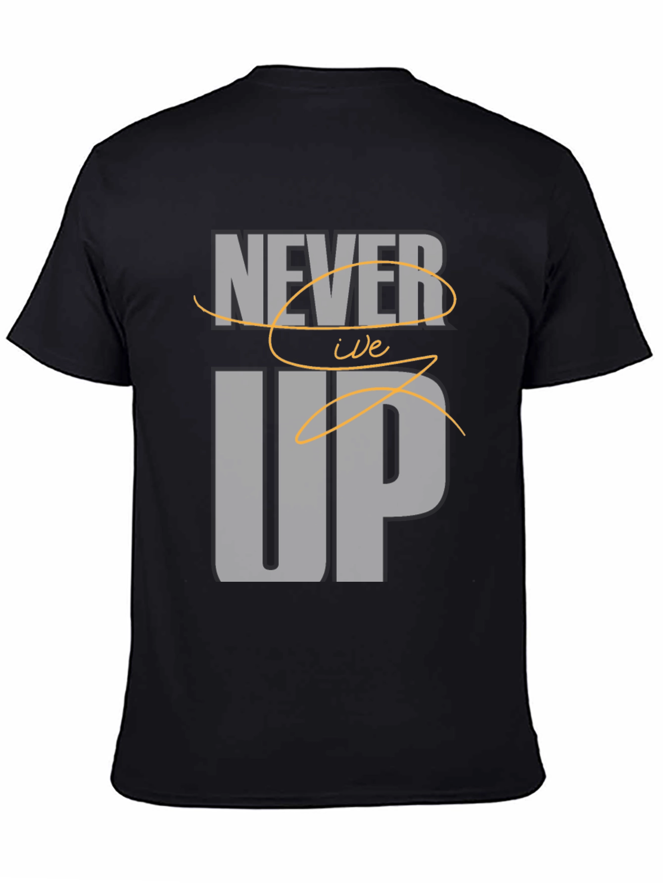 Never Give Up Mens Black Graphic Tee