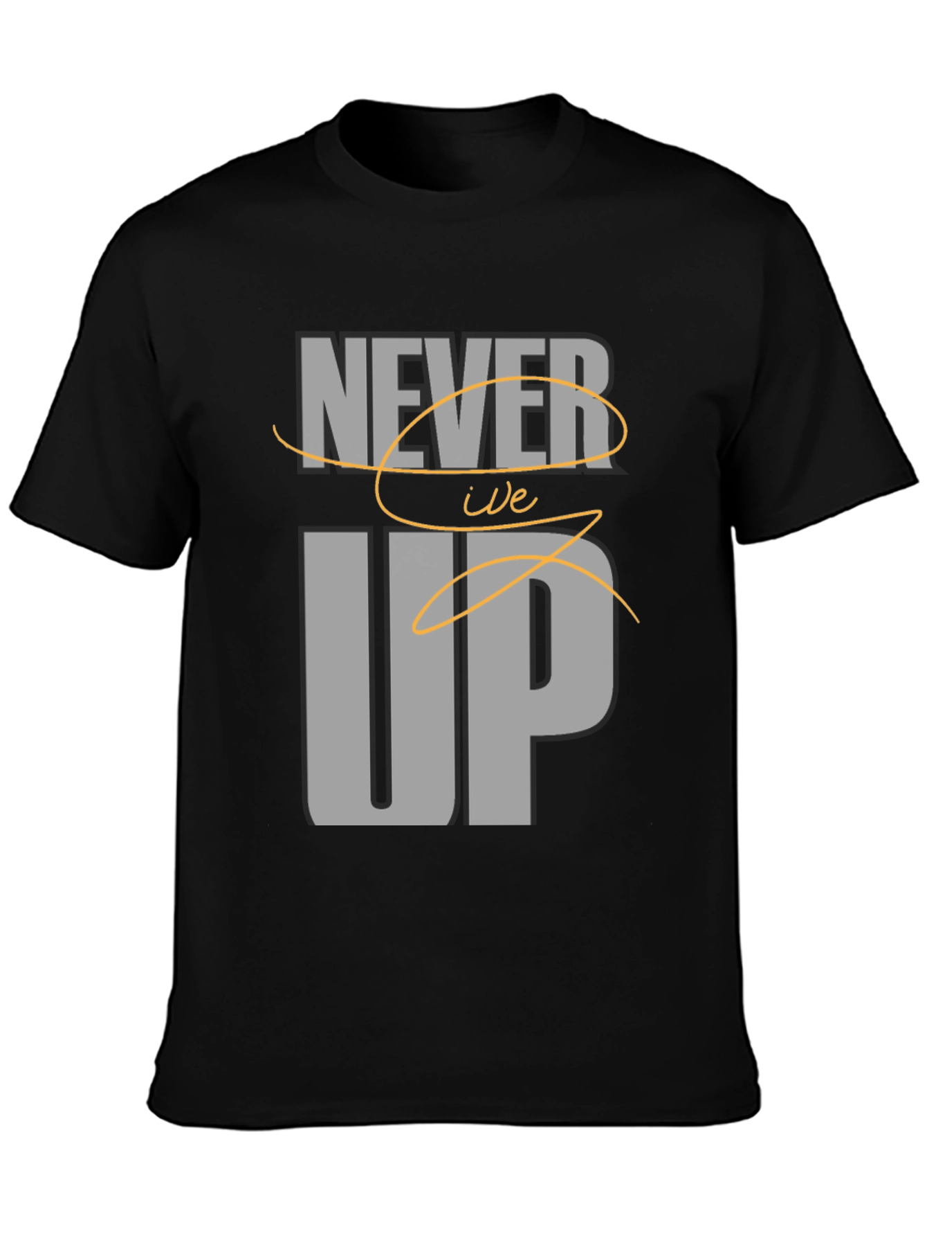 Never Give Up Mens Black Graphic Tee