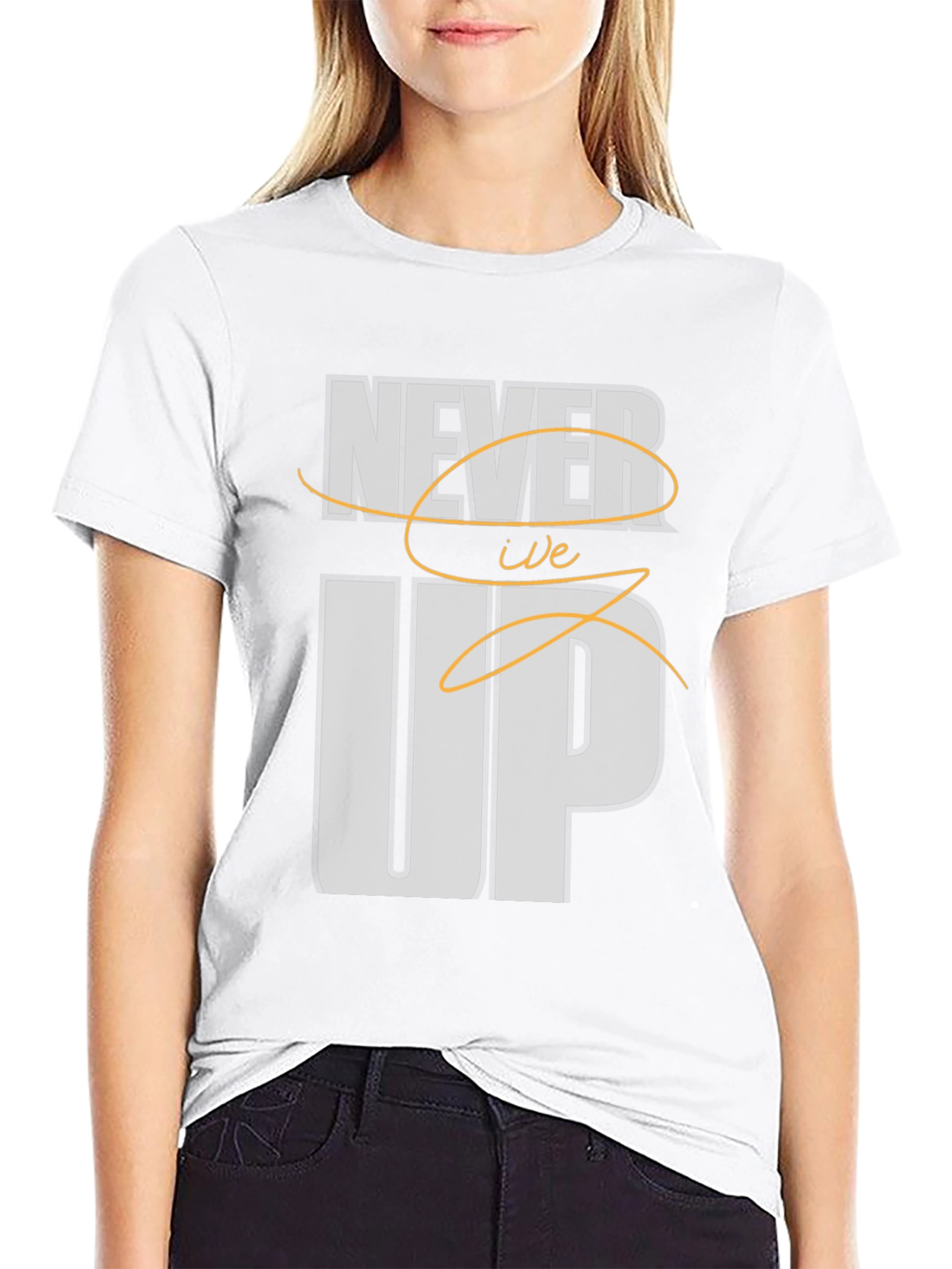 Never Give Up Mens Black Graphic Tee
