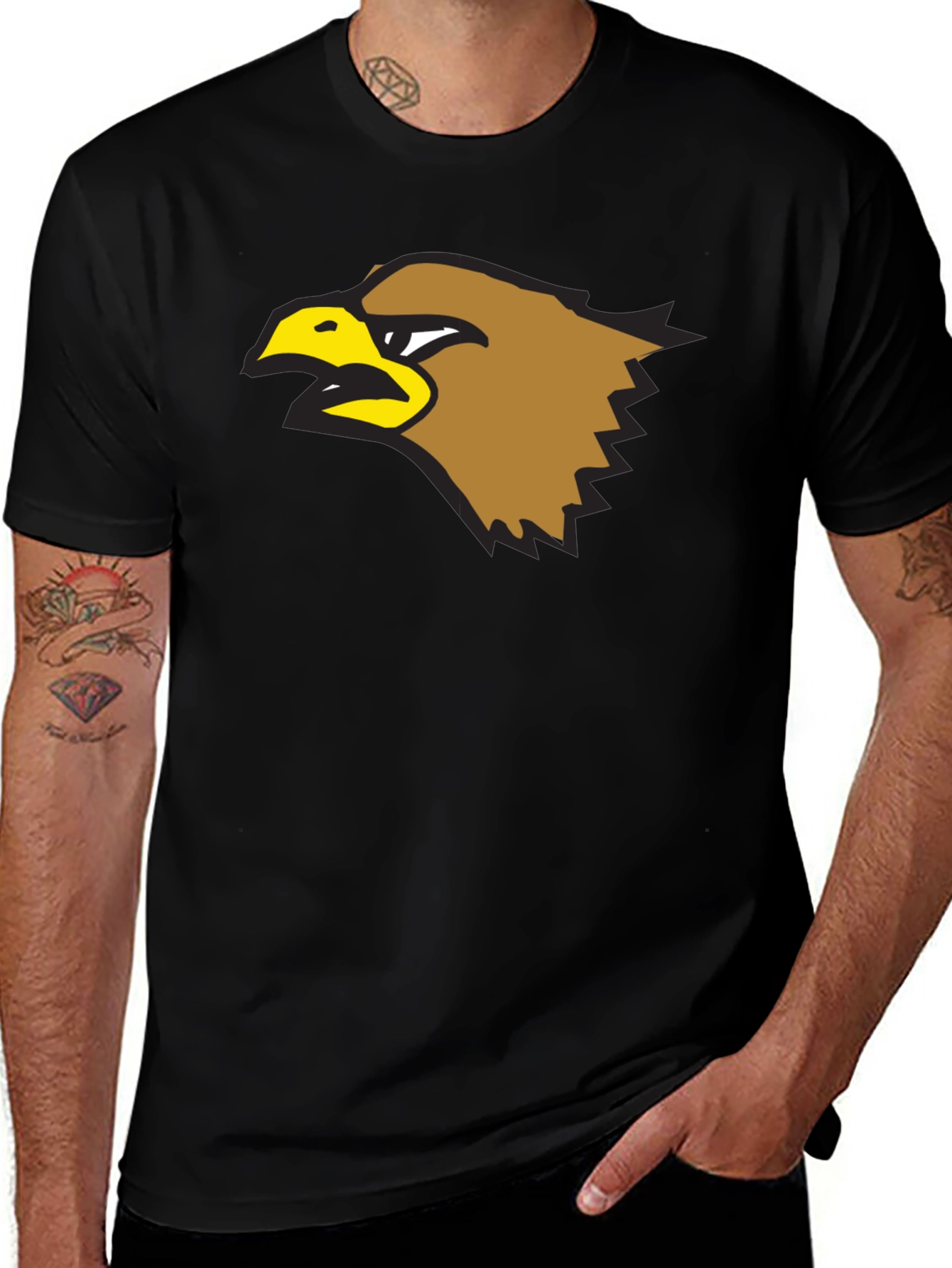 Bold Eagle Graphic Tee - Black Cotton Shirt