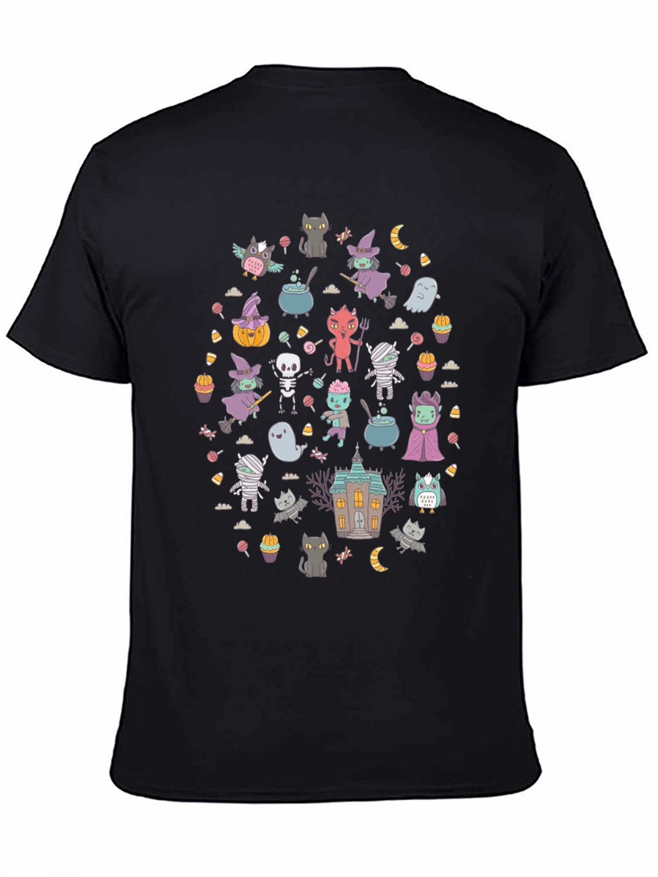 Halloween Cartoon T-Shirt Black