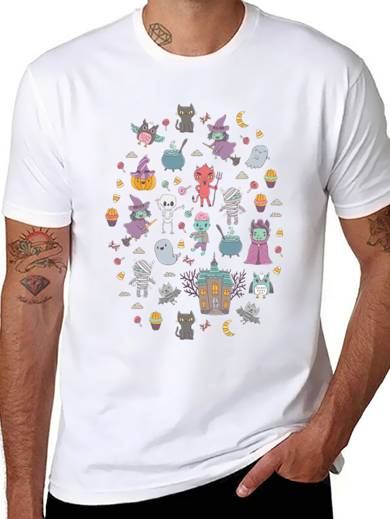 Halloween Cartoon T-Shirt Black