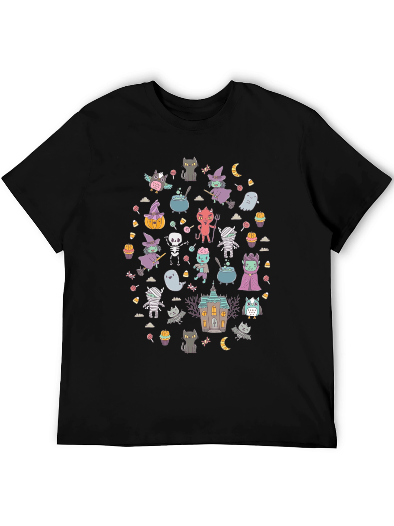 Halloween Cartoon T-Shirt Black