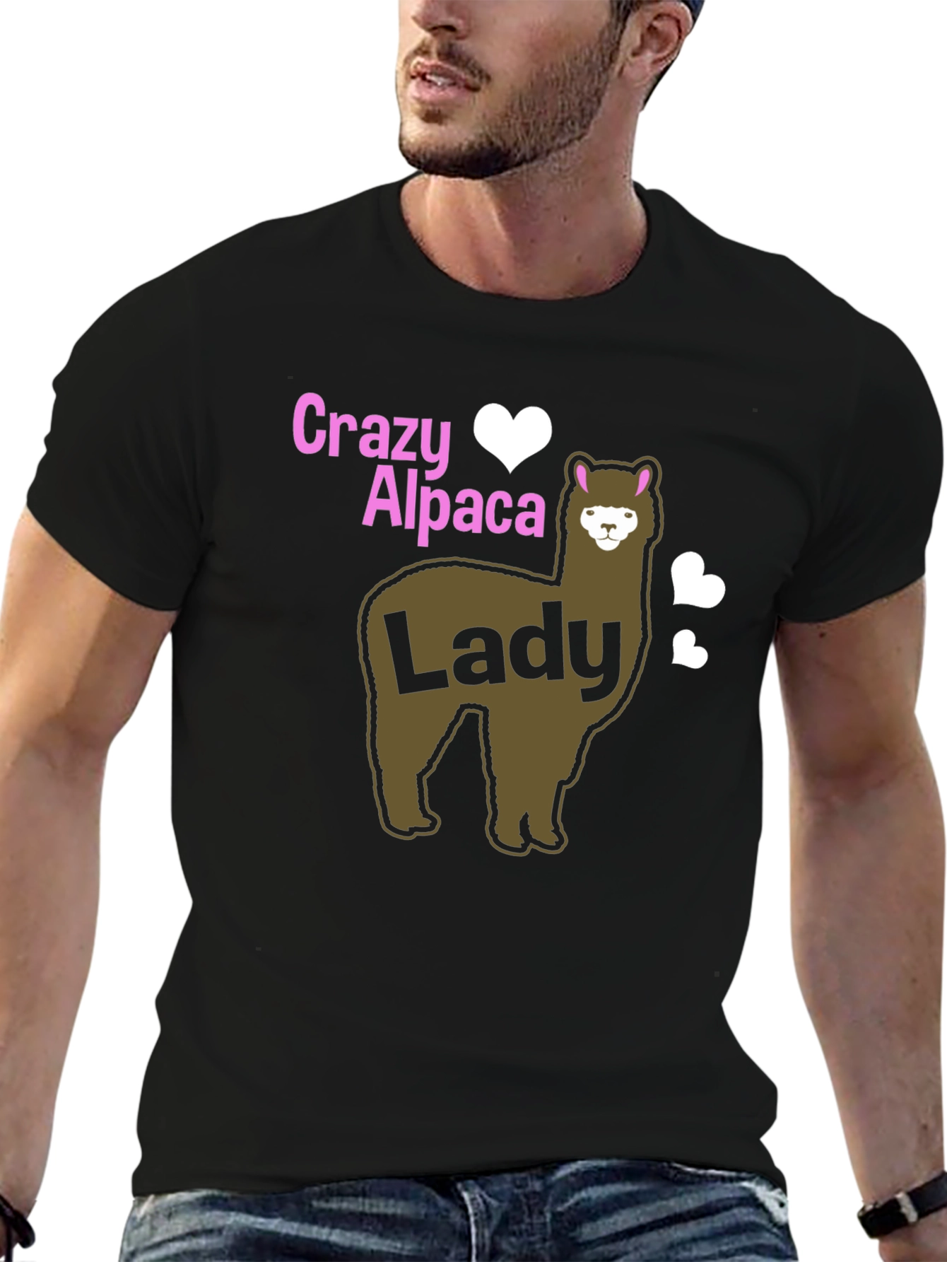Crazy Alpaca Lady Black T-Shirt