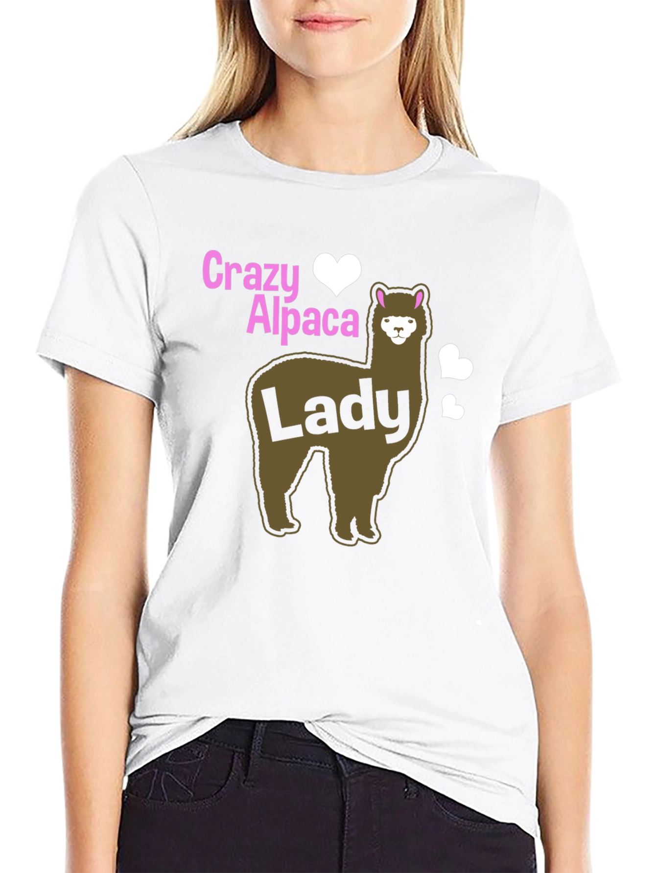 Crazy Alpaca Lady Black T-Shirt