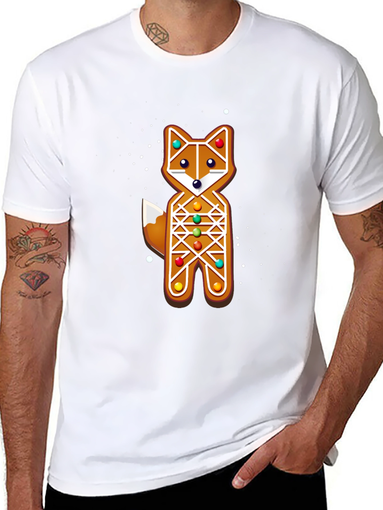 Gingerbread Fox Christmas Holiday T-Shirt