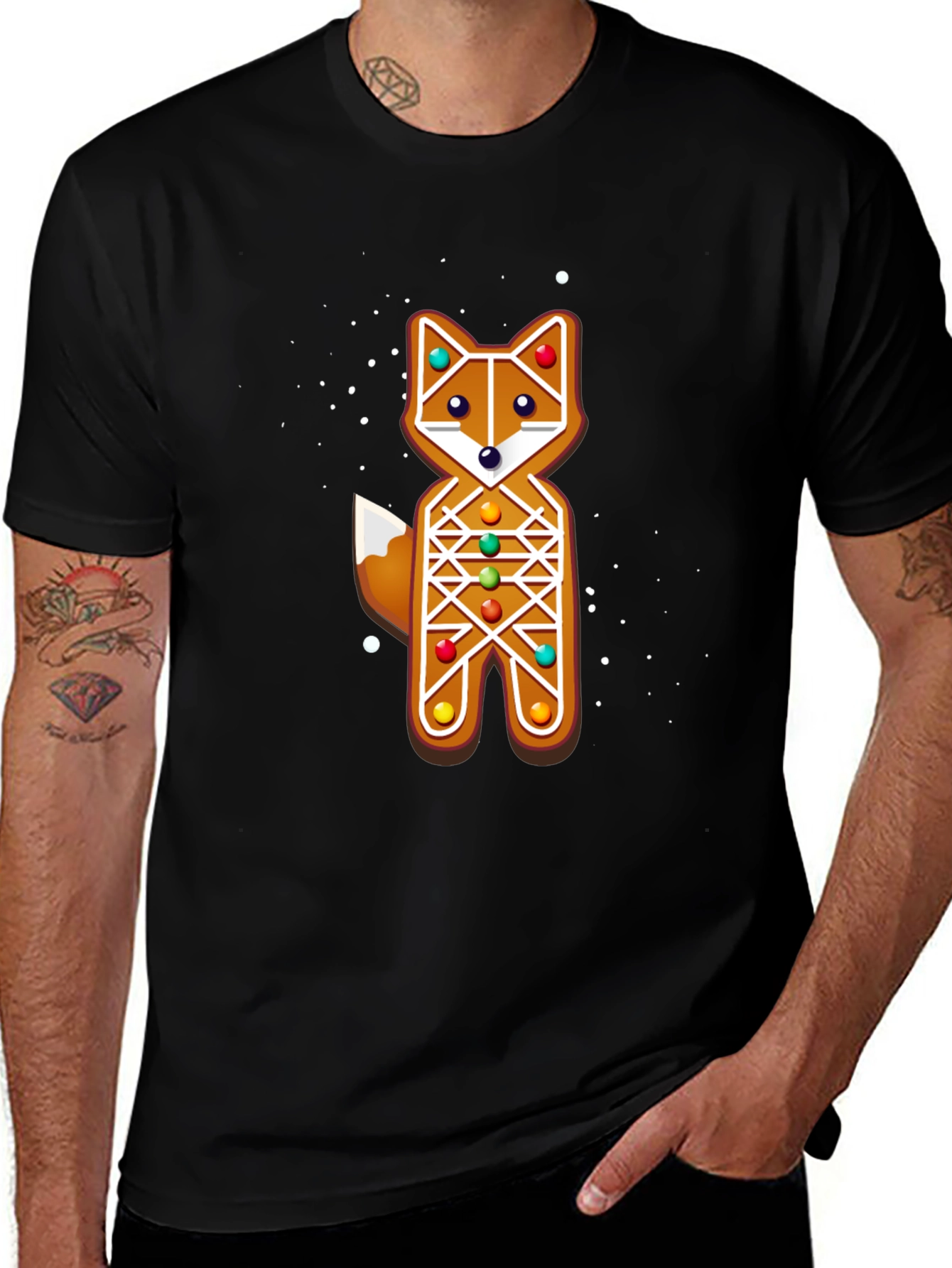 Gingerbread Fox Christmas Holiday T-Shirt