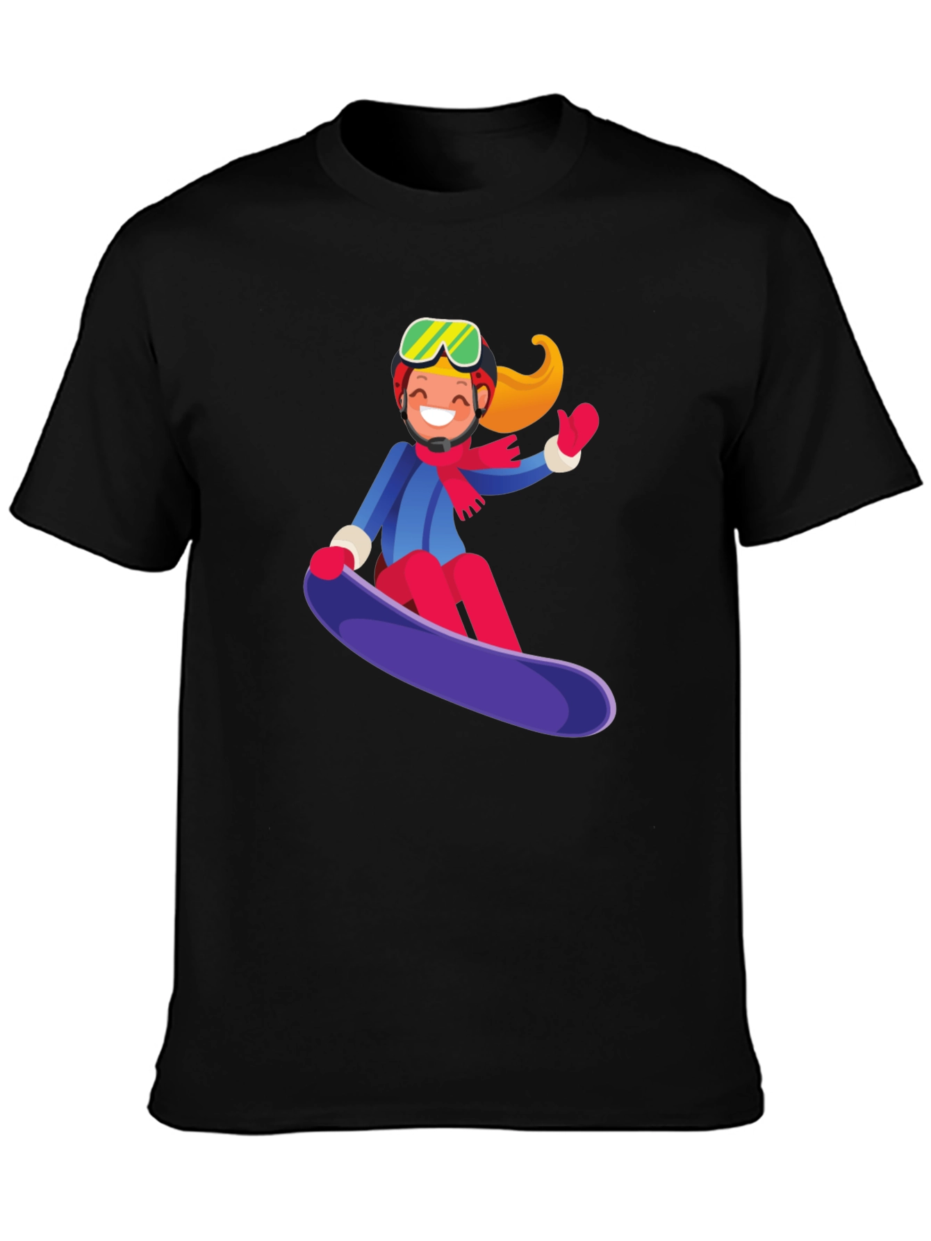 Snowboard Girl Graphic Tee - Black Cotton Casual Shirt