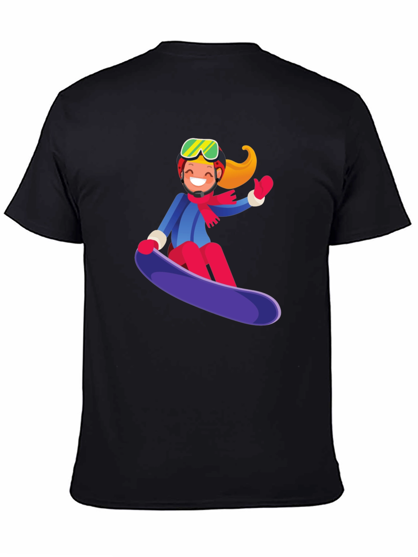 Snowboard Girl Graphic Tee - Black Cotton Casual Shirt