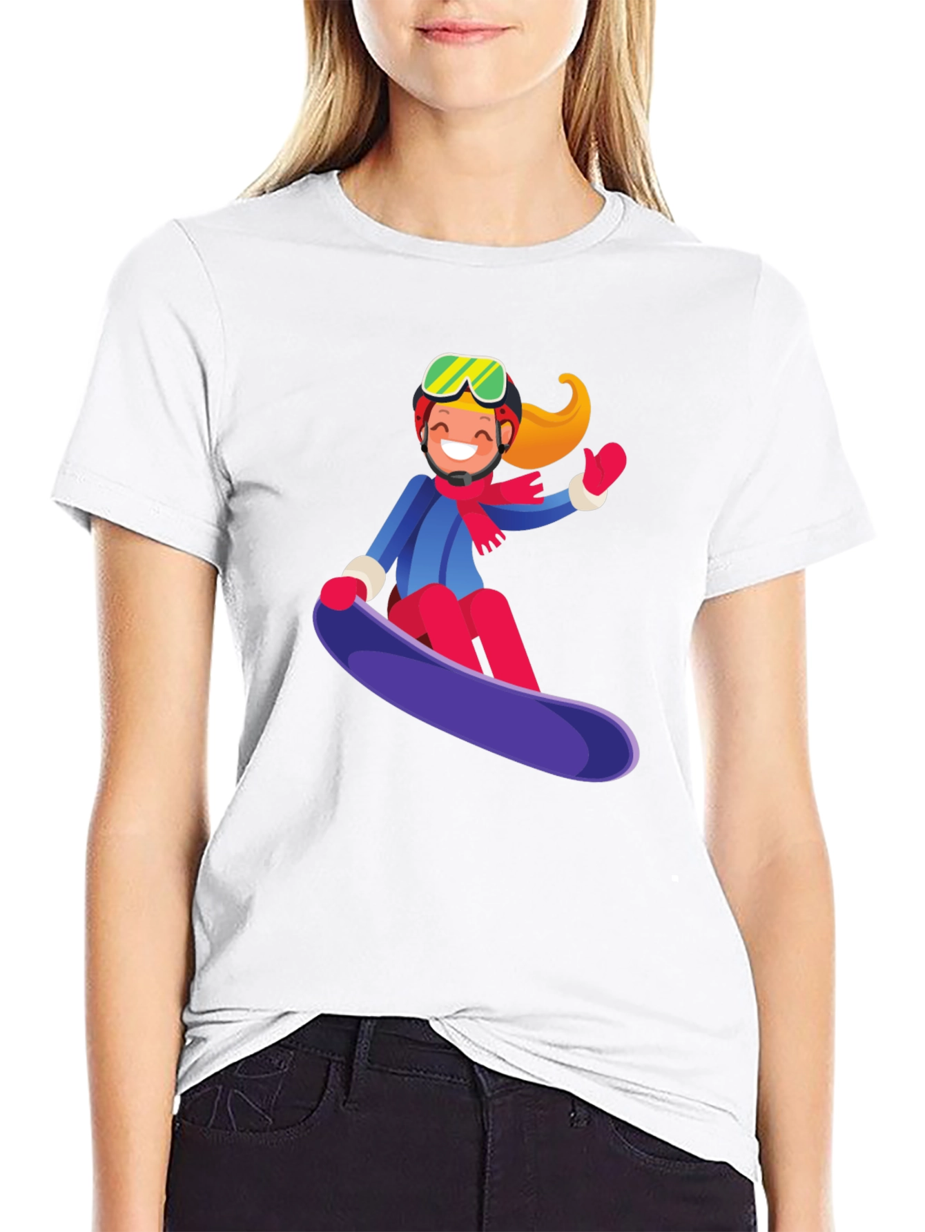 Snowboard Girl Graphic Tee - Black Cotton Casual Shirt