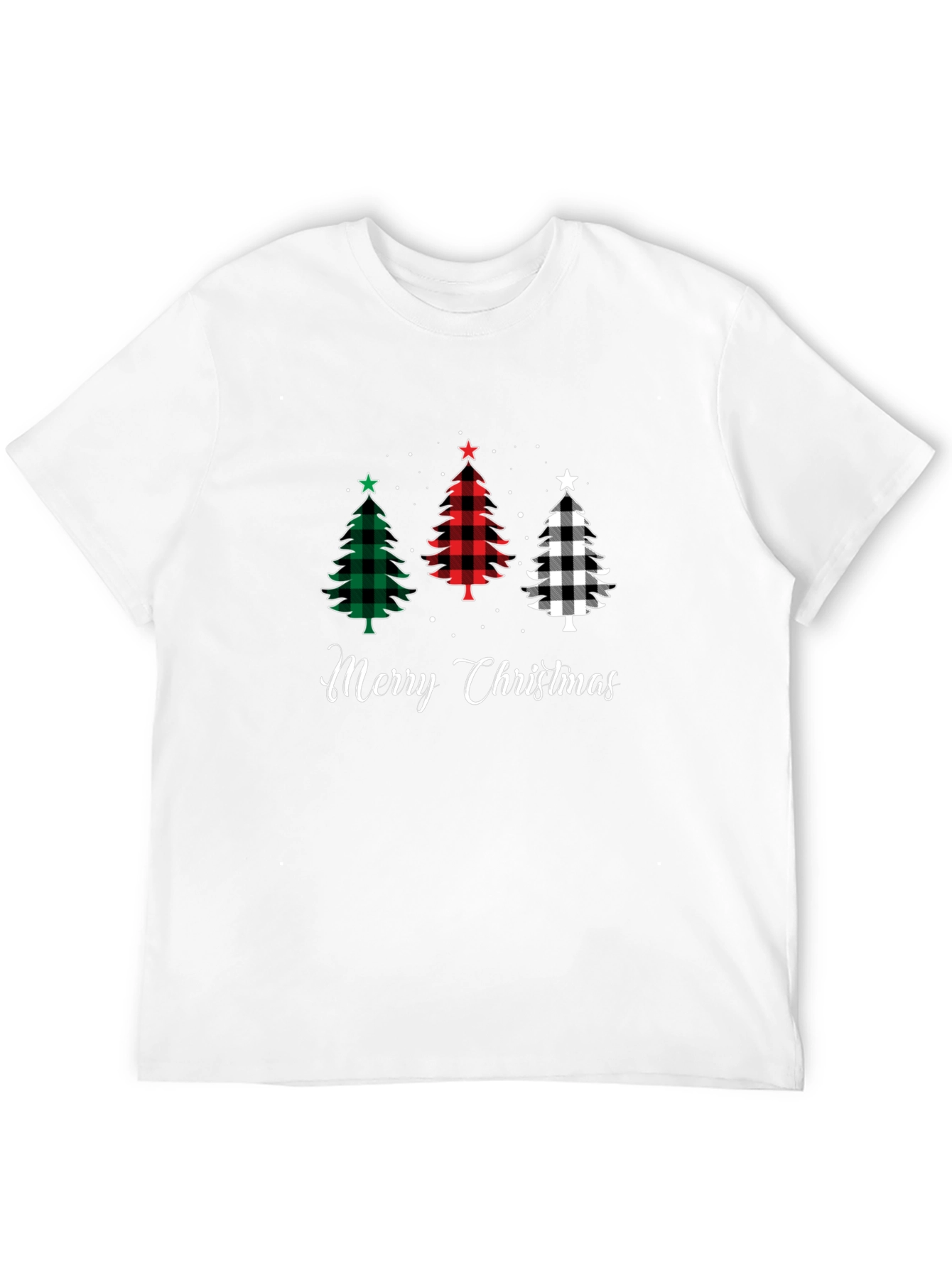 Merry Christmas Tree Plaid Graphic Tee