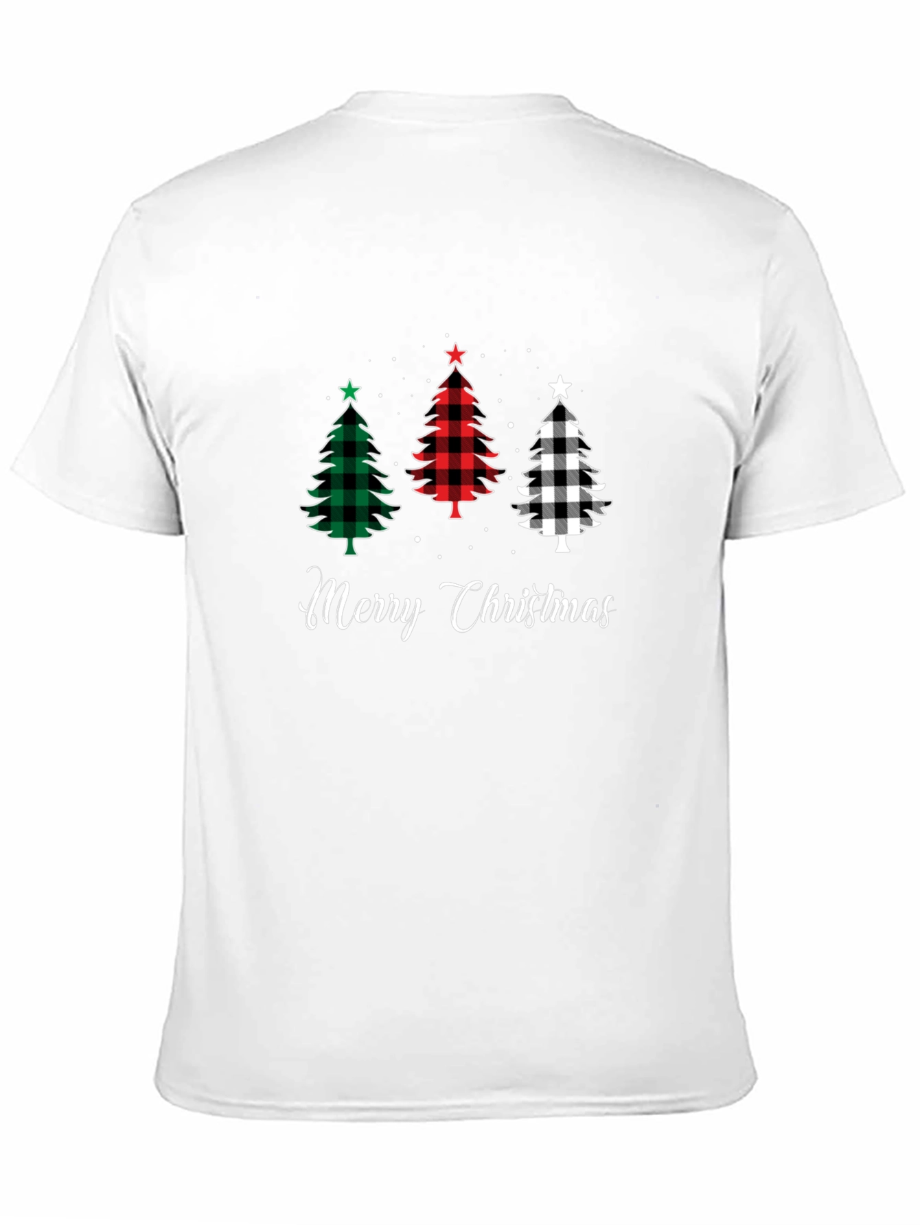 Merry Christmas Tree Plaid Graphic Tee