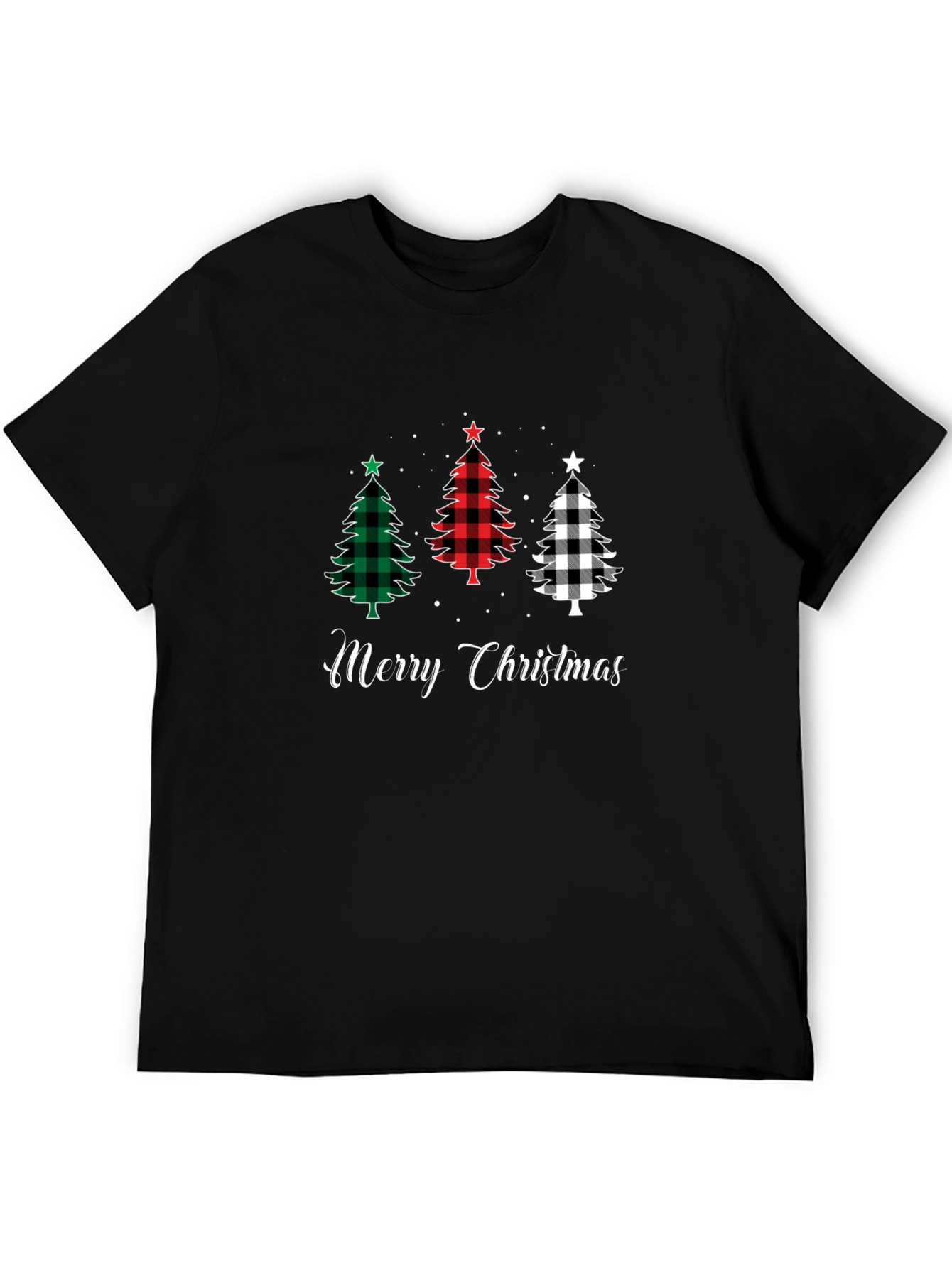 Merry Christmas Tree Plaid Graphic Tee