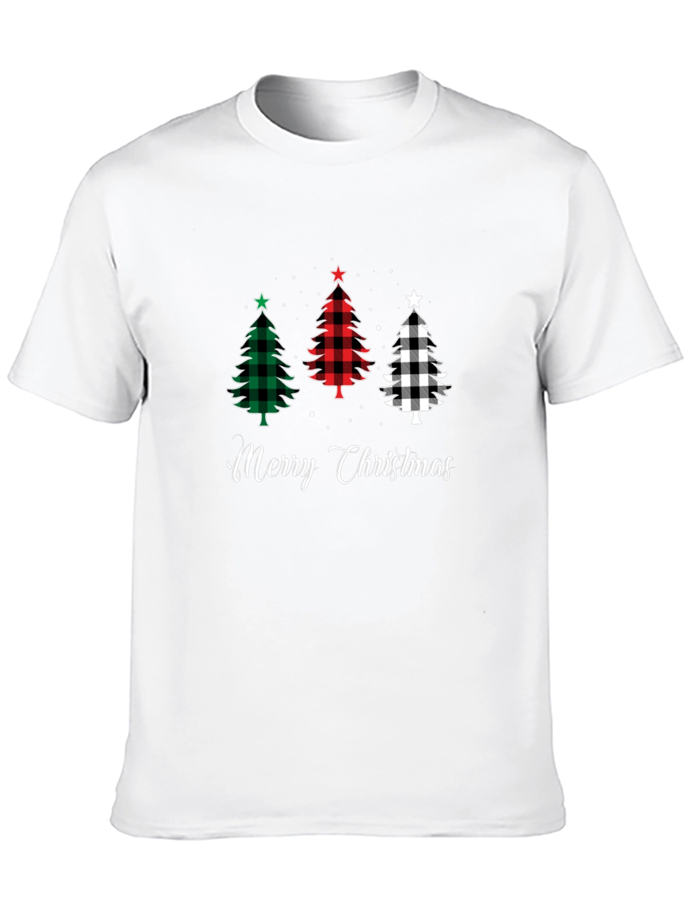 Merry Christmas Tree Plaid Graphic Tee