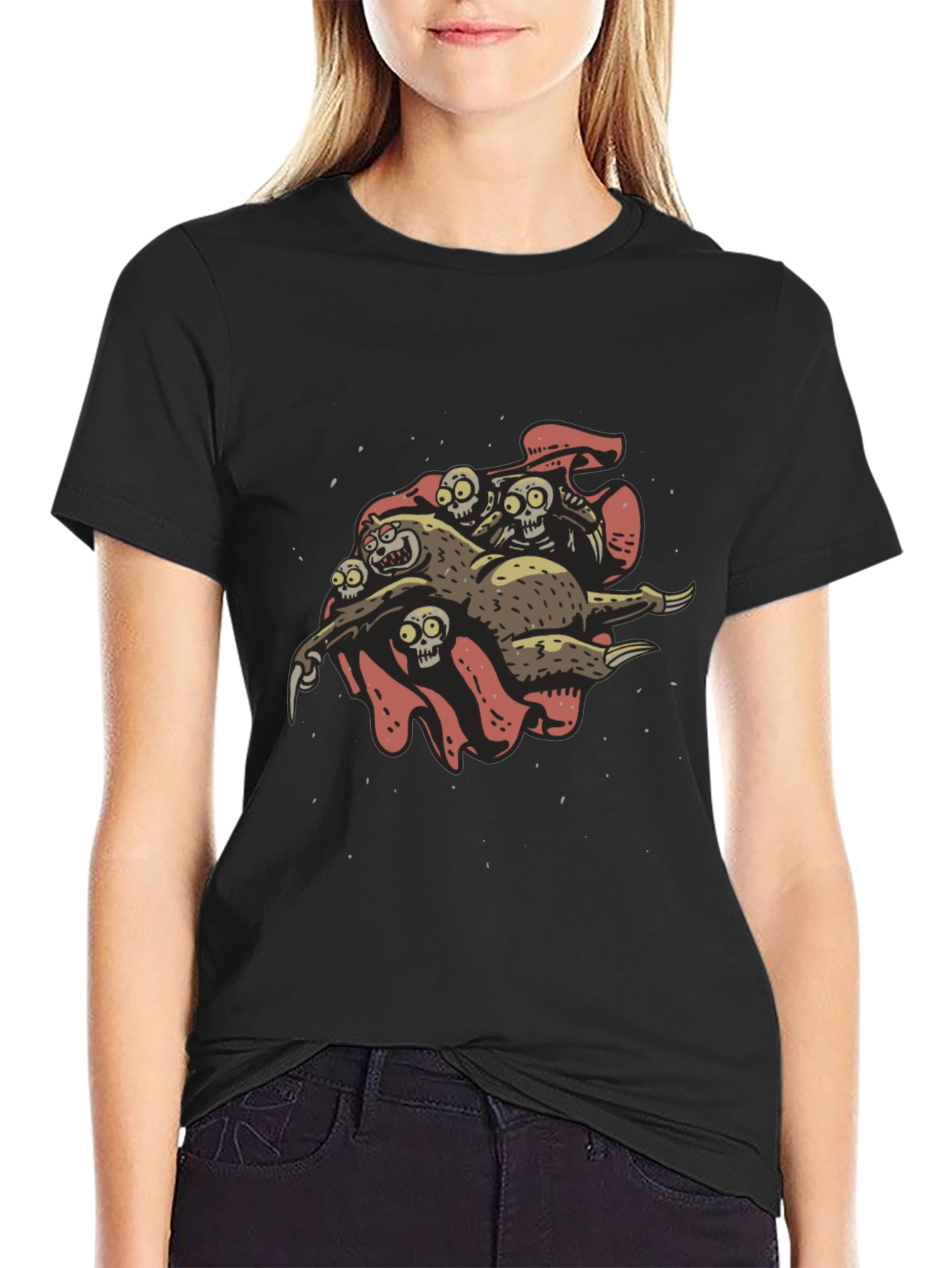 Grim Sloth & Skeleton Crew Graphic Tee - Black