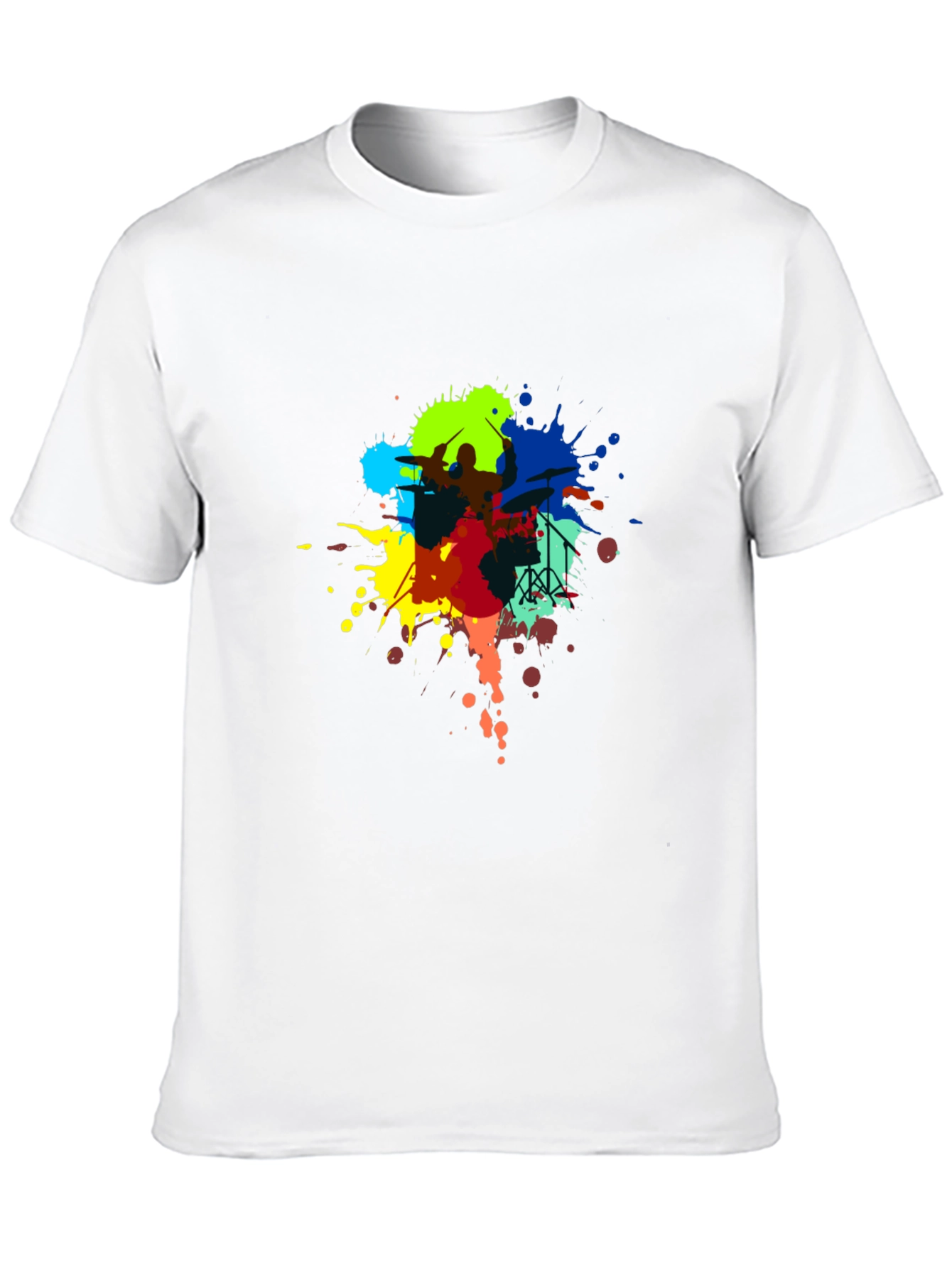 Drummer Paint Splatter Black T-Shirt