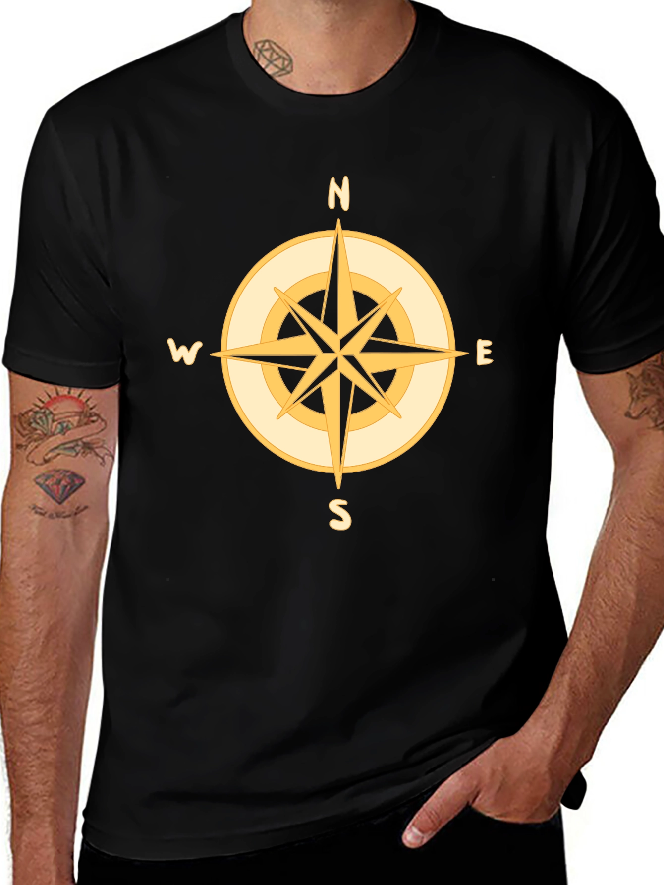 Compass Graphic Tee - Mens Black T-Shirt