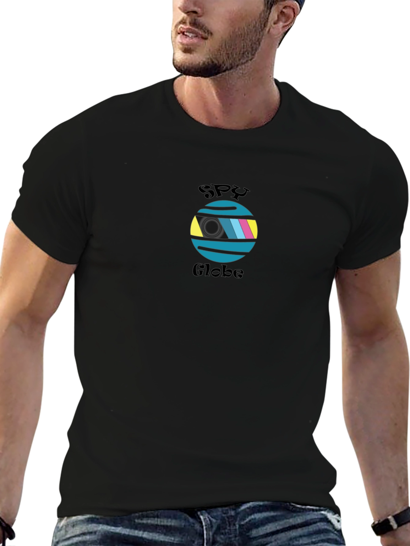 Spy Globe Graphic T-Shirt - Black Casual Tee