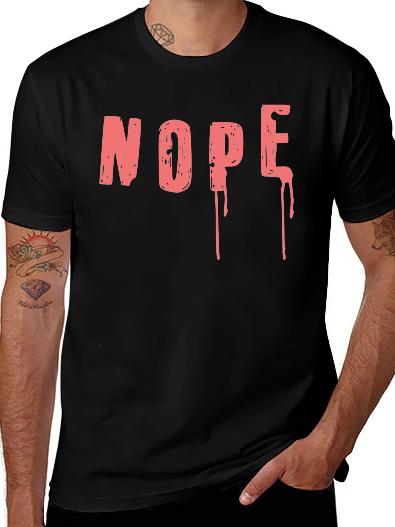 Nope Graphic Tee - Casual Black T-Shirt