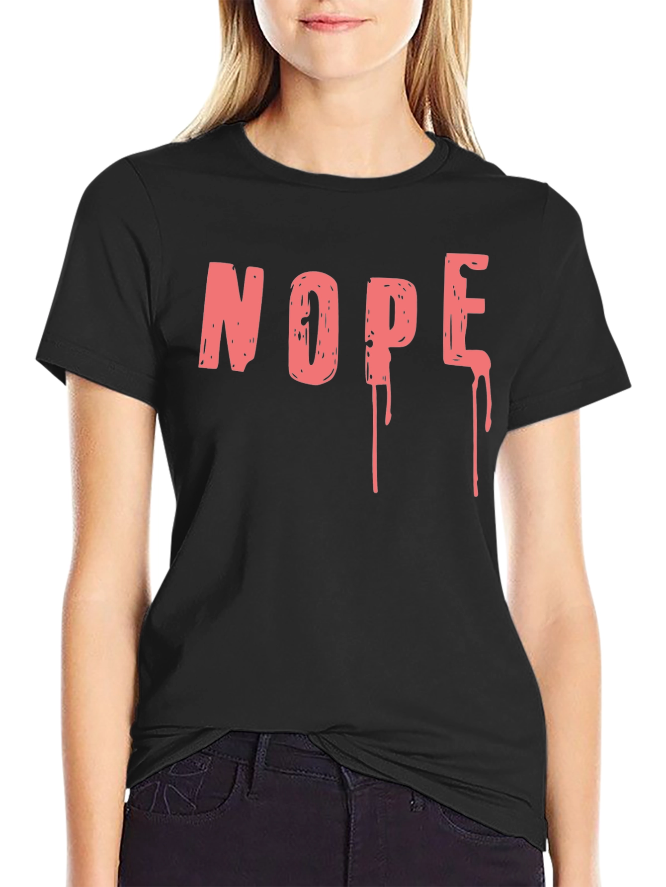 Nope Graphic Tee - Casual Black T-Shirt