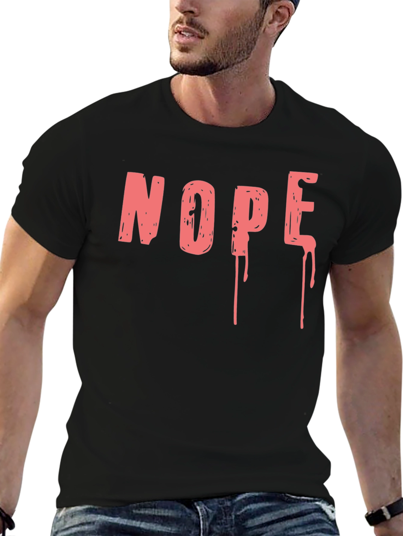 Nope Graphic Tee - Casual Black T-Shirt