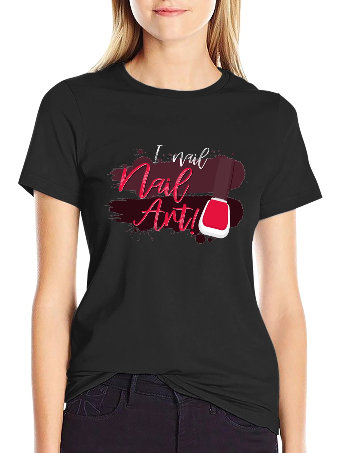 I Nail Nail Art Black Cotton Graphic T-Shirt