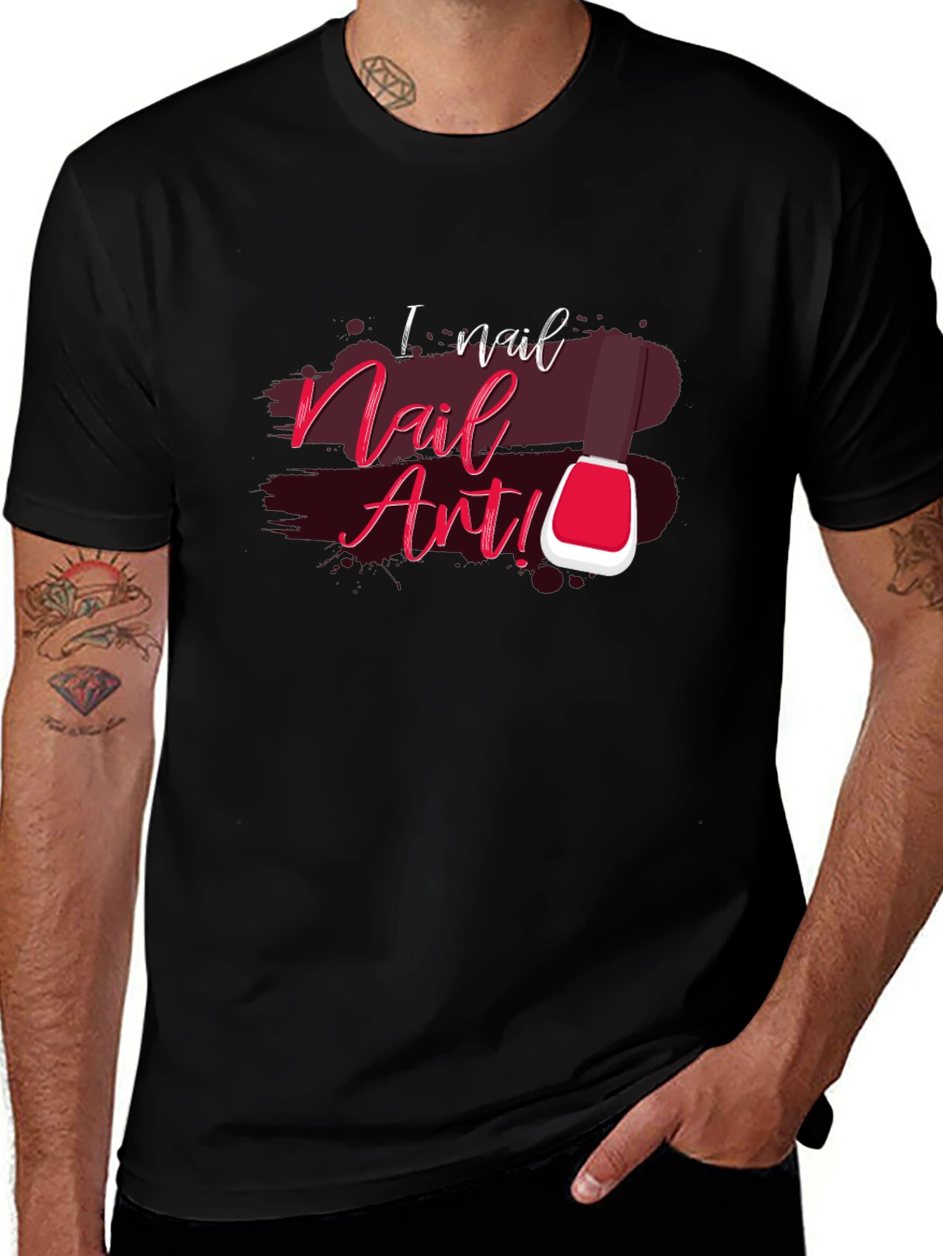 I Nail Nail Art Black Cotton Graphic T-Shirt