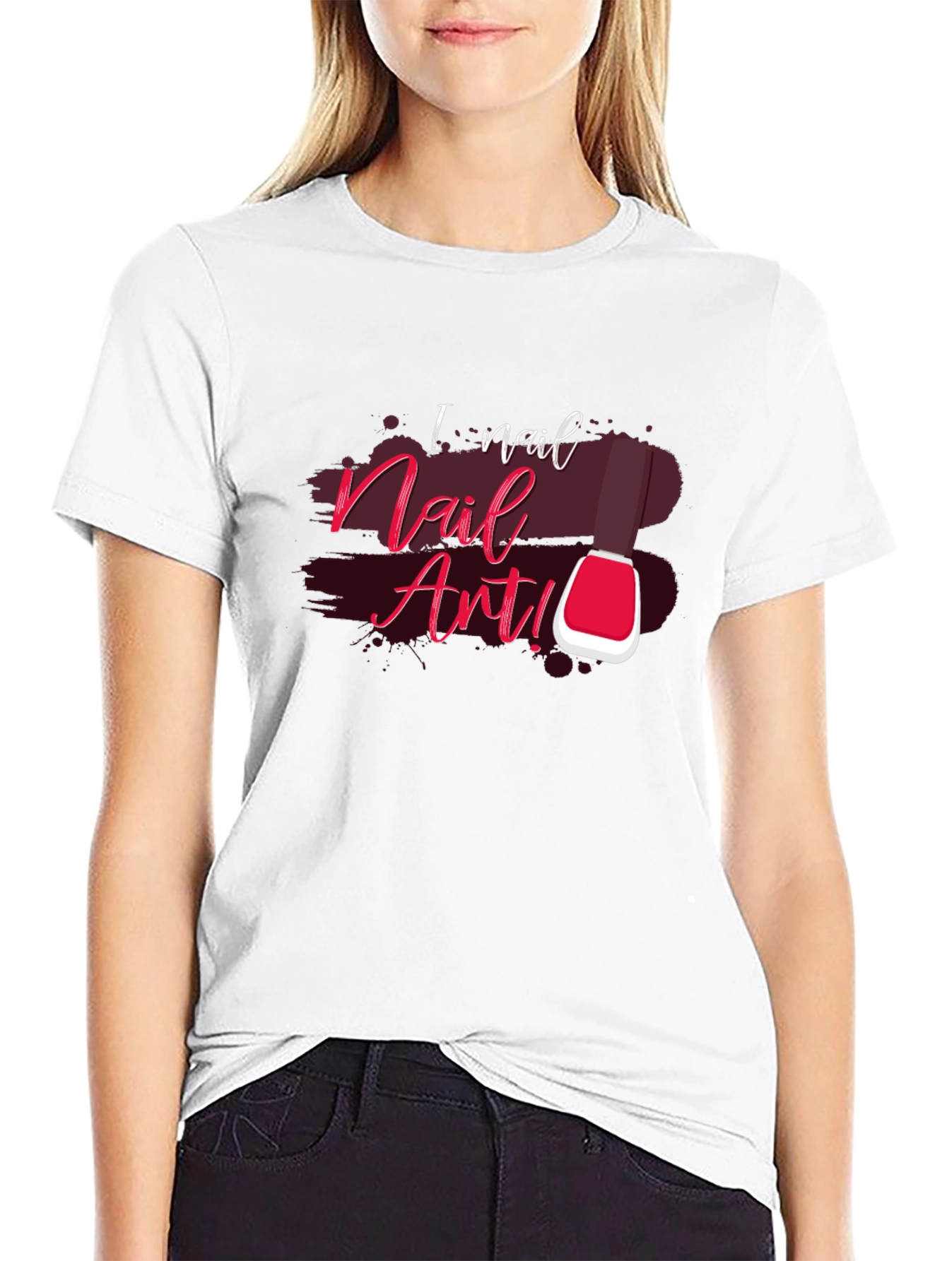 I Nail Nail Art Black Cotton Graphic T-Shirt