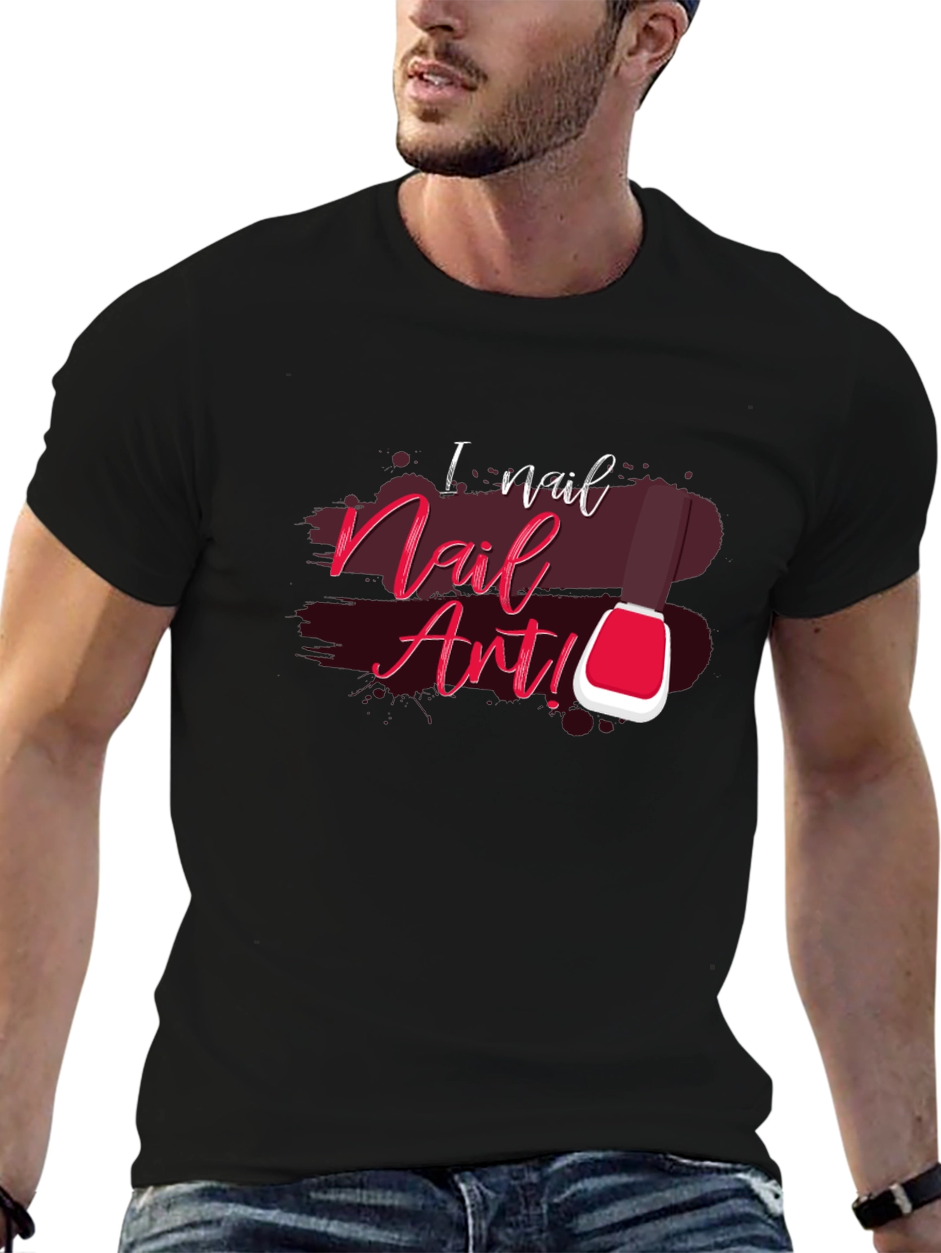 I Nail Nail Art Black Cotton Graphic T-Shirt