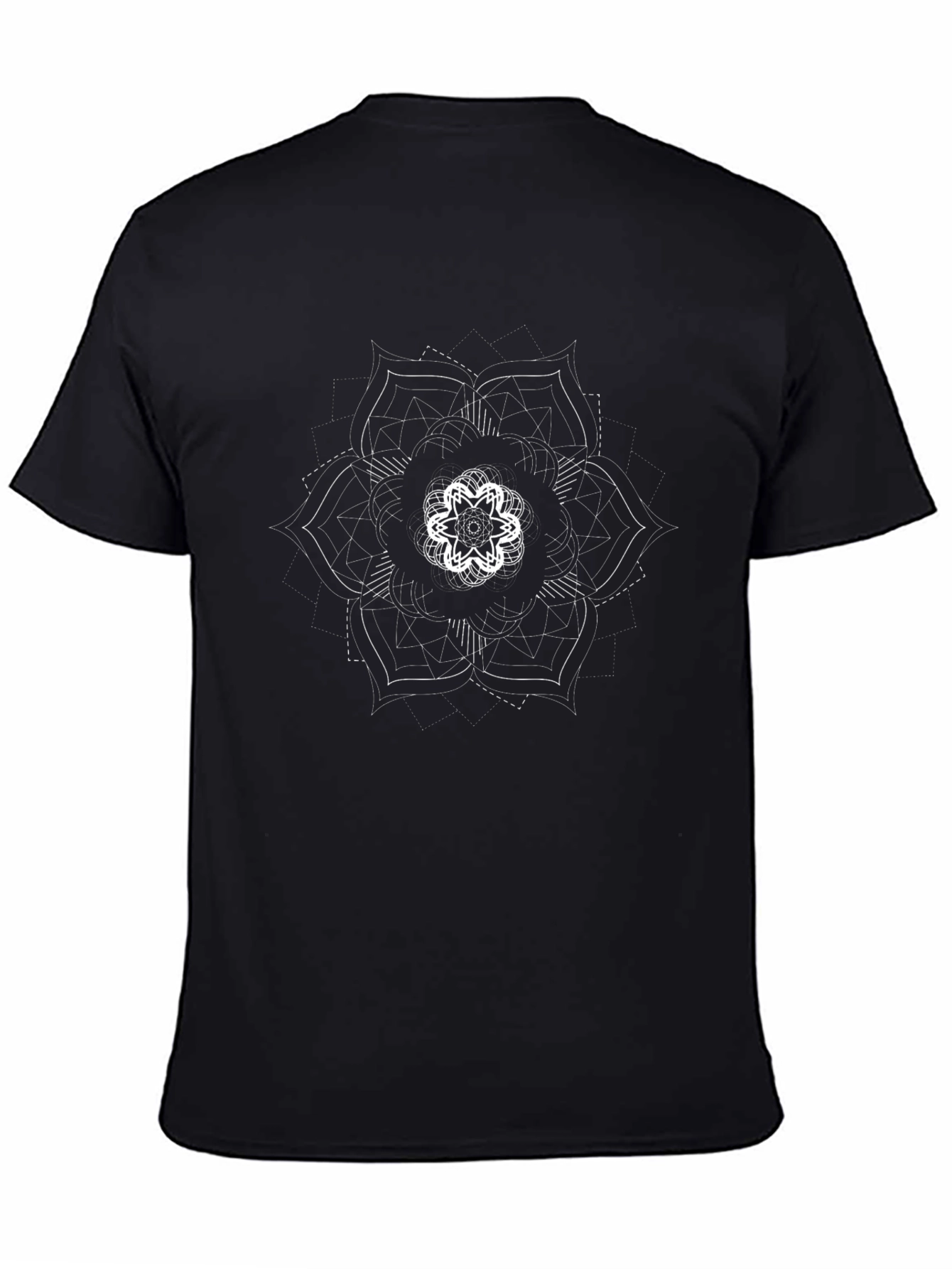 Geometric Mandala Graphic Black T-Shirt